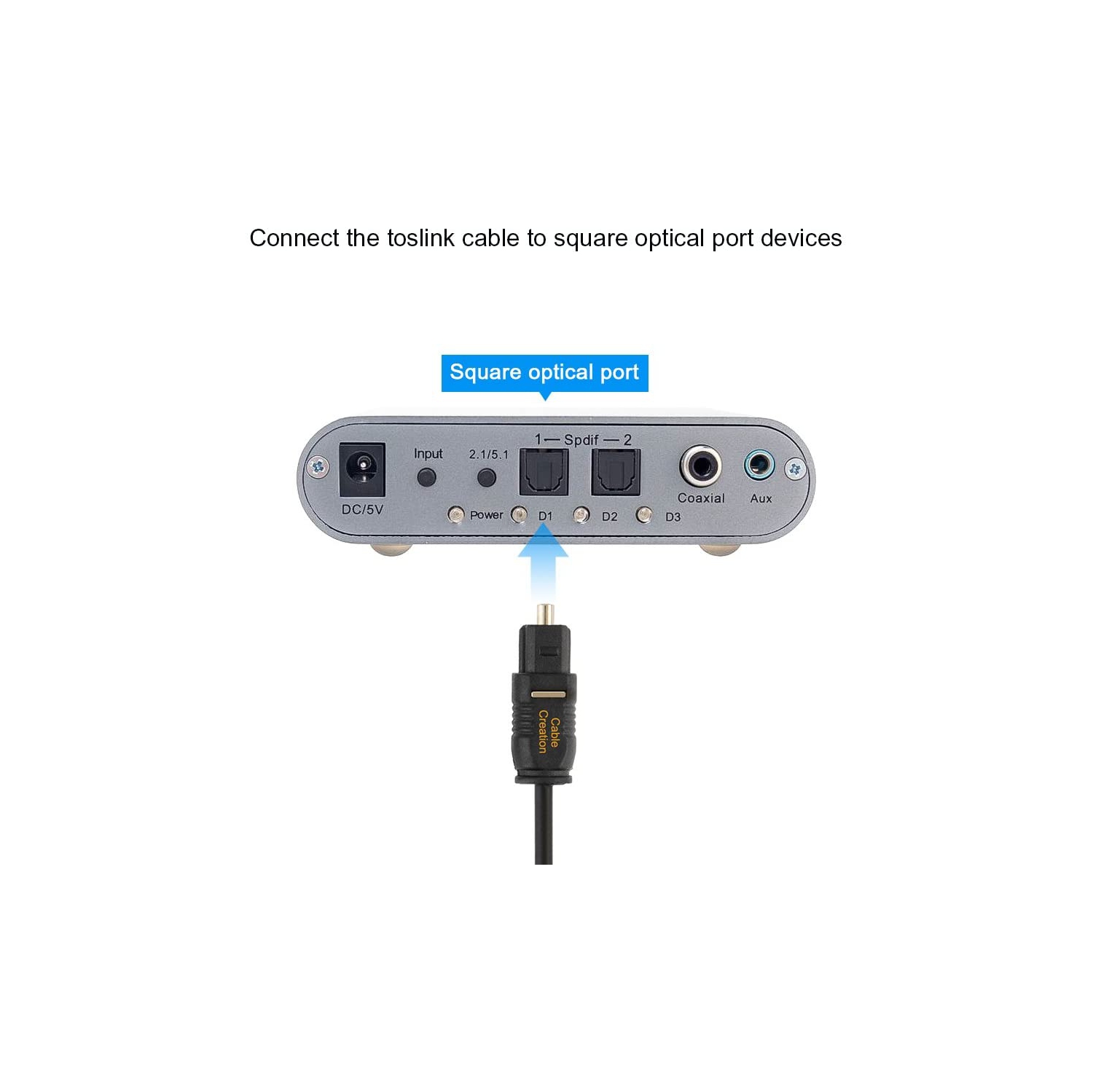 Câble audio numérique, câble S/PDIF à fibre optique mince de 10 pi plaqué or pour la maison