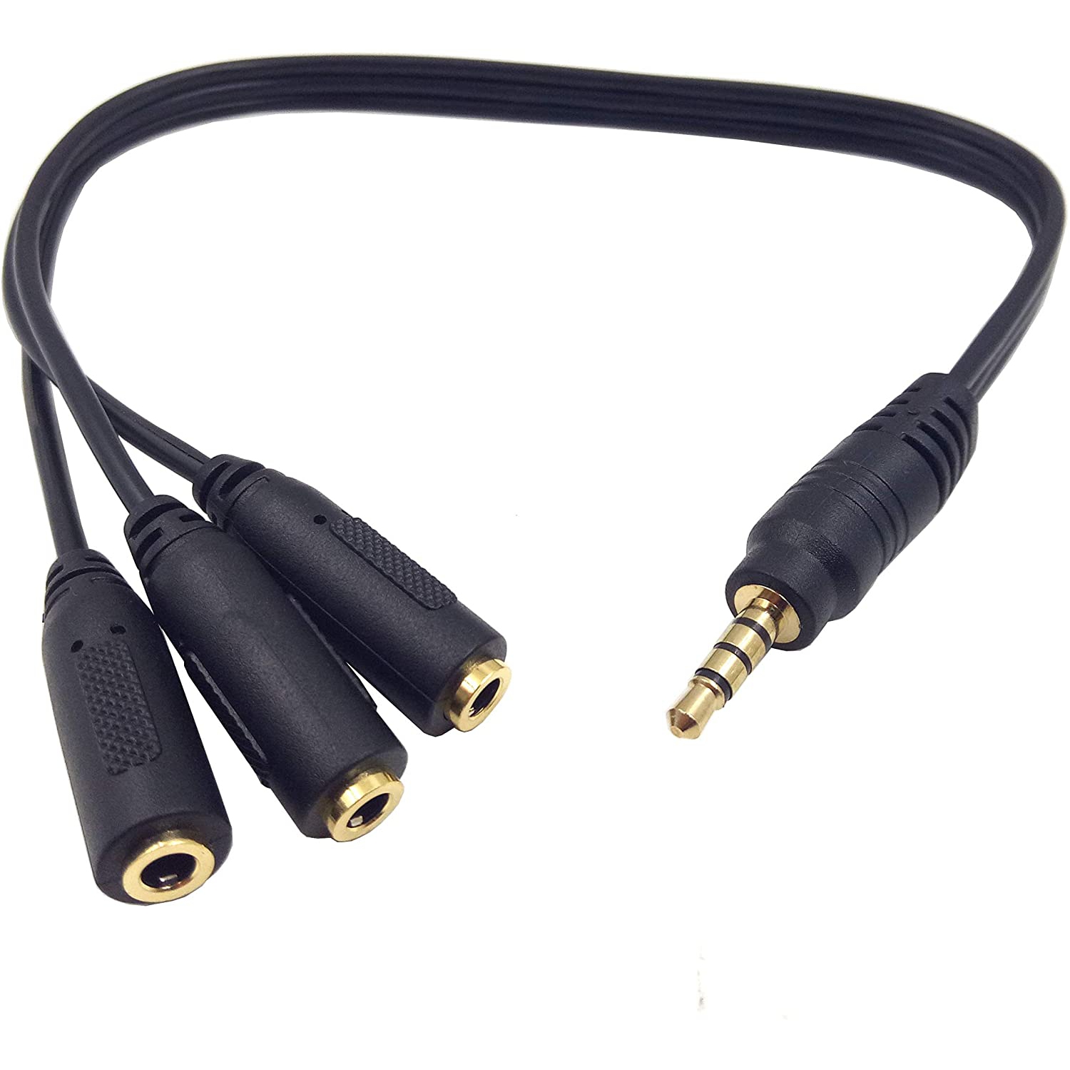 9 Inch 3.5mm TRRS Male Plug to 3X Female Stereo Splitter Audio Cable, Gold-Plated(35M/3F)
