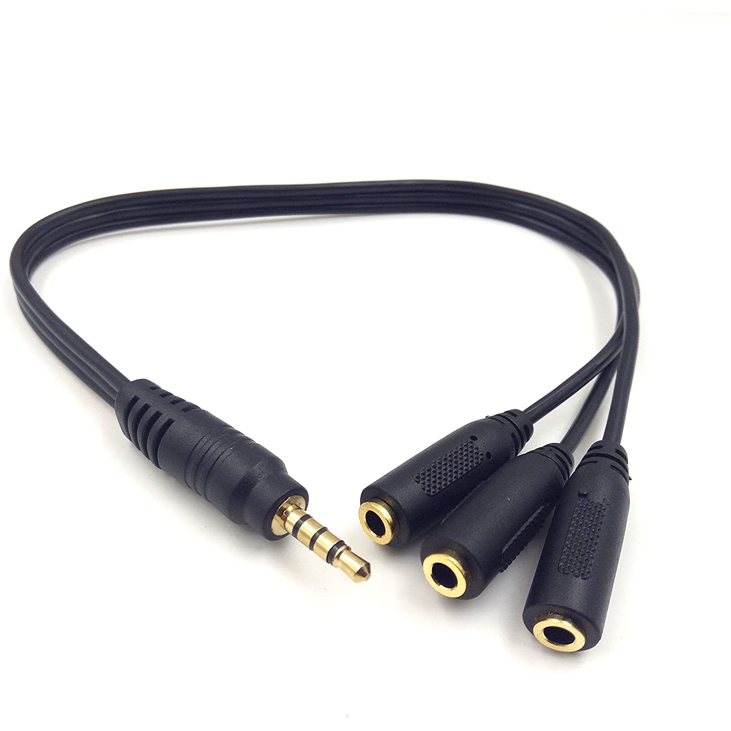 9 Inch 3.5mm TRRS Male Plug to 3X Female Stereo Splitter Audio Cable, Gold-Plated(35M/3F)