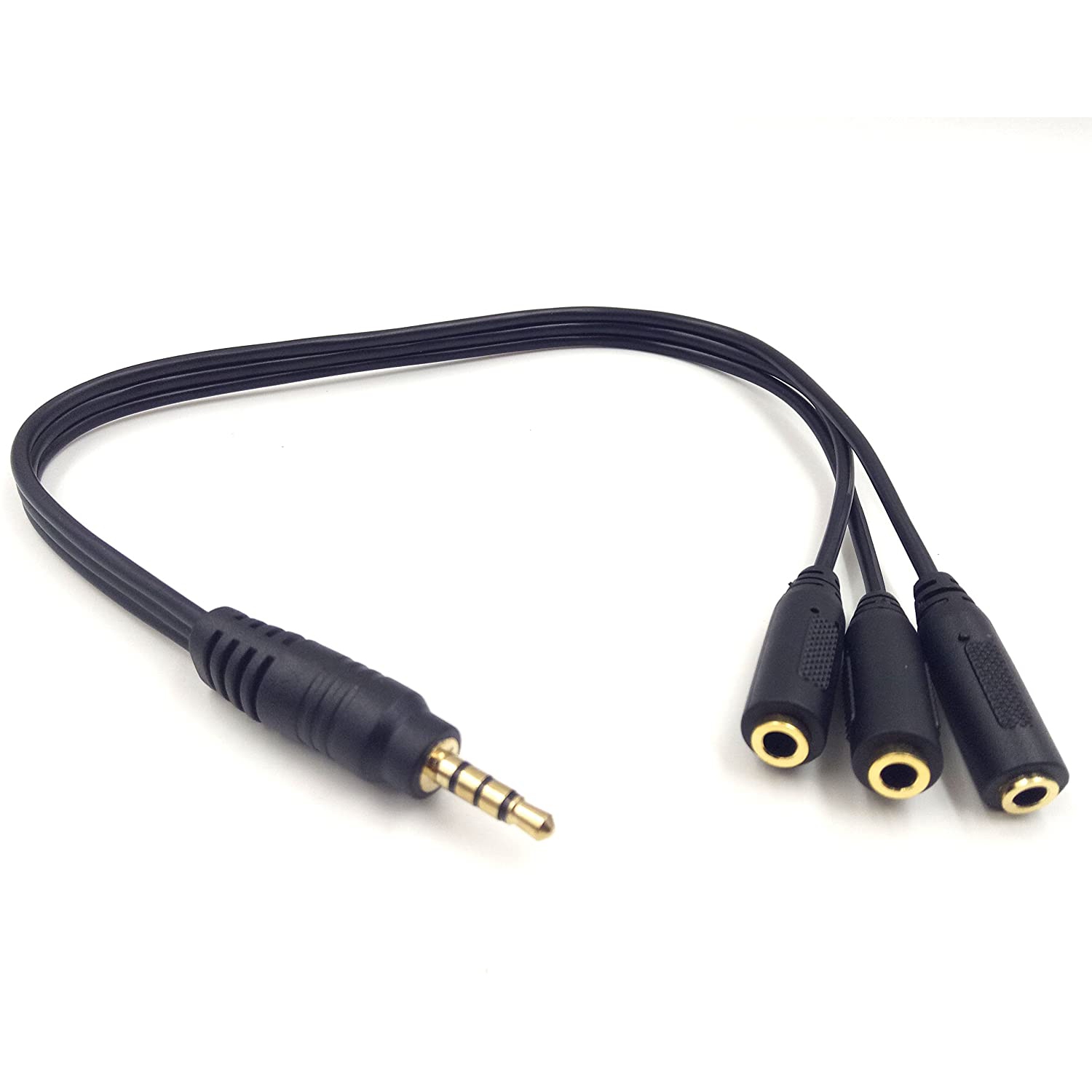 9 Inch 3.5mm TRRS Male Plug to 3X Female Stereo Splitter Audio Cable, Gold-Plated(35M/3F)