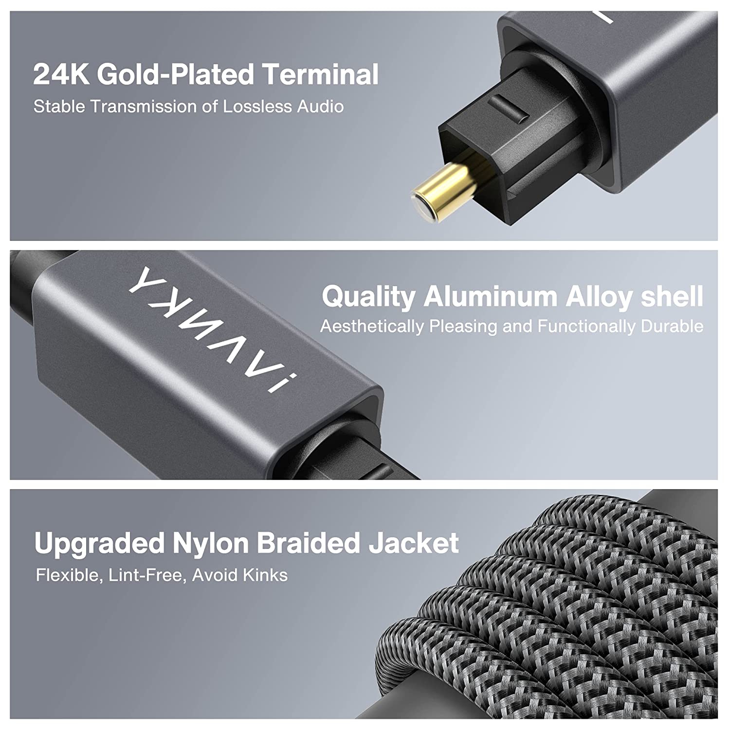 Cable - [Flawless Audio, Aluminum Shell, Nylon Braided] - Slim Audio Cable Digital Audio Cable