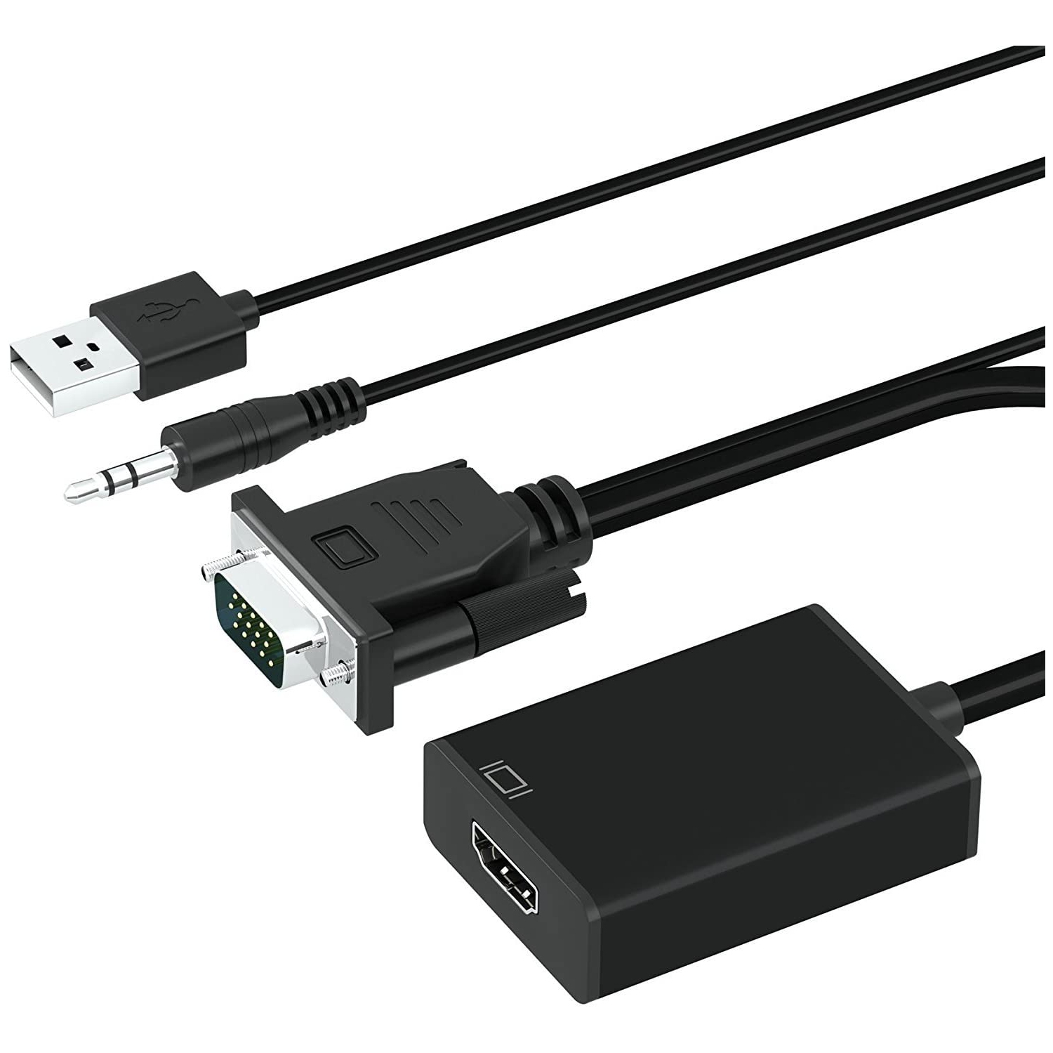 VGA to HDMI Adapter 1080P HD Supported Analog Signal to Digital Signal Convertor Cable with 3.5mm Audio Cable