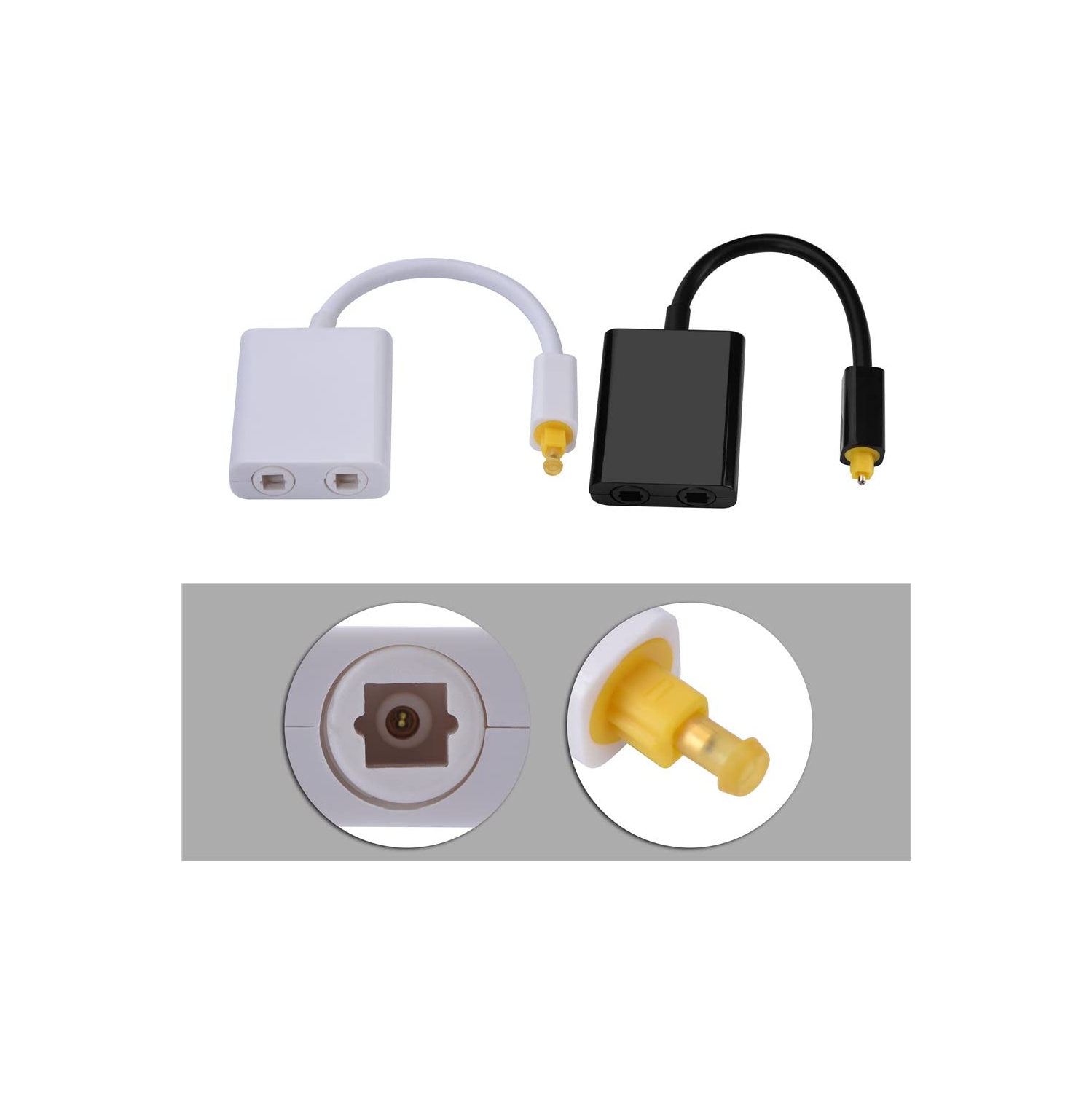 Dual Port Toslink Digital Audio Splitter Adapter Audio Cable Fiber Optic Audio Cable 1 in 2 Out(Black)