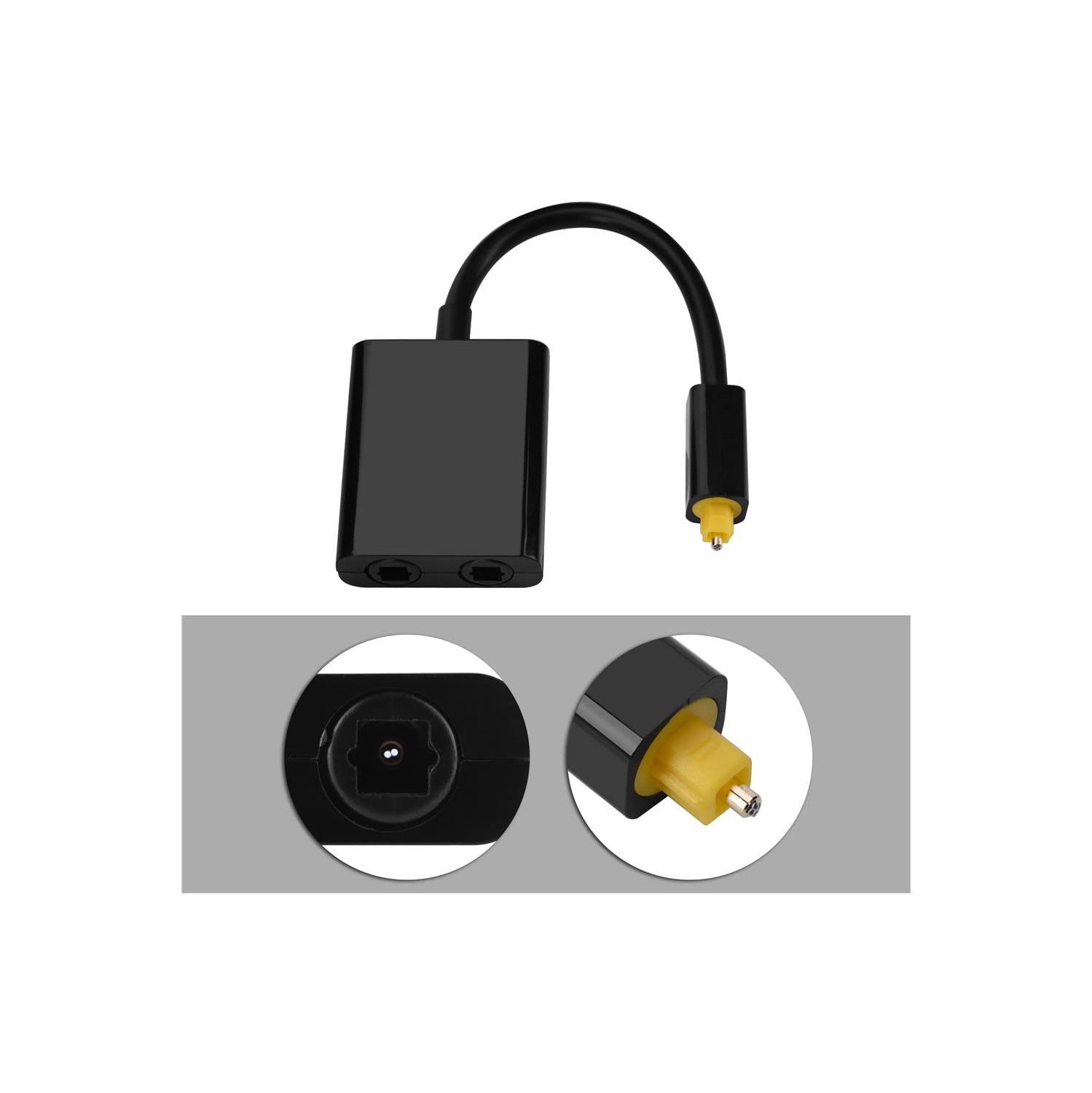 Dual Port Toslink Digital Audio Splitter Adapter Audio Cable Fiber Optic Audio Cable 1 in 2 Out(Black)