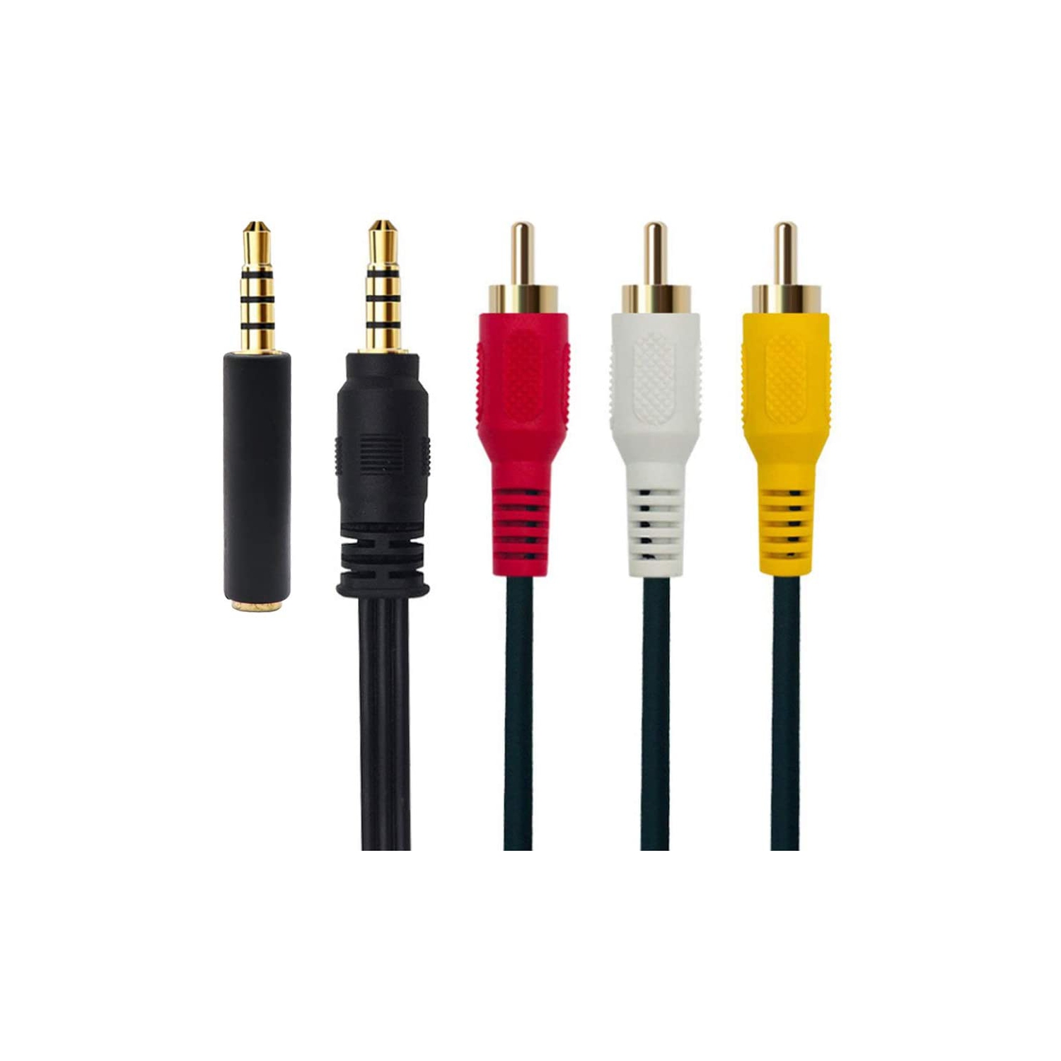 3.5 mm to RCA AV Camcorder Video Cable,3.5mm Male to 3RCA Male Plug Stereo Audio Video AUX Cable for Smartphones,MP3