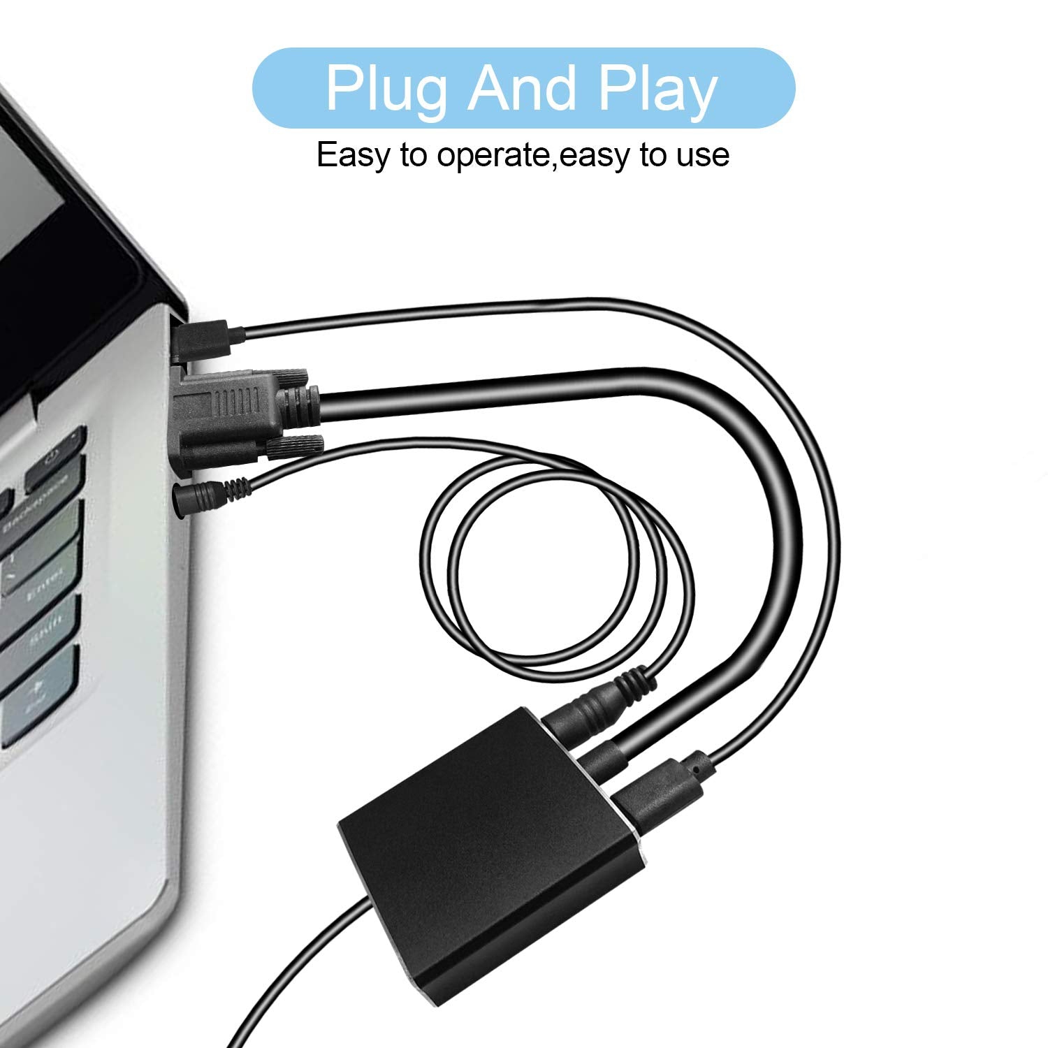 1080P VGA to HDMI Converter Adapter for Computer, Desktop, Laptop, PC, Monitor, Projector, HDTV