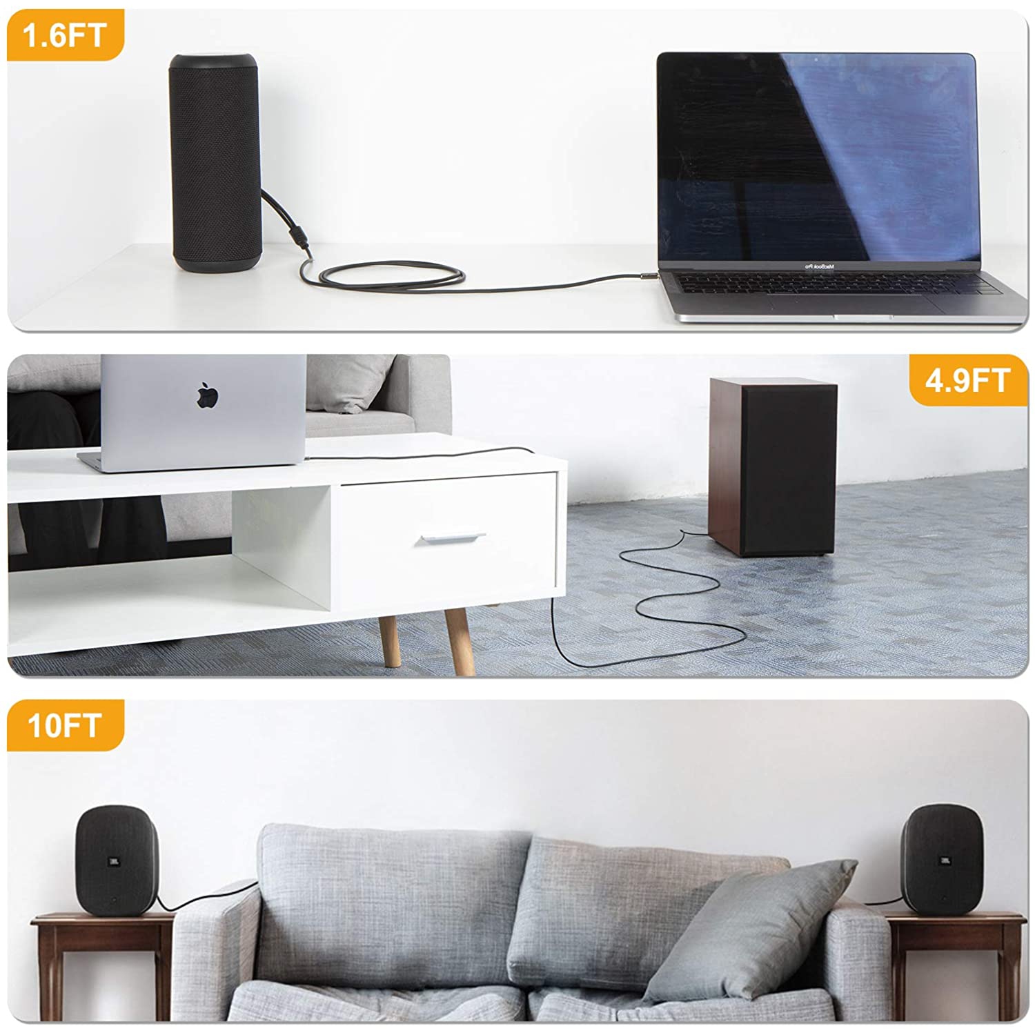 16.5 Feet RCA Audio Cable 3.5mm Male to 2-Male RCA Cable, Y Splitter Design Stereo Audio RCA Male Cable