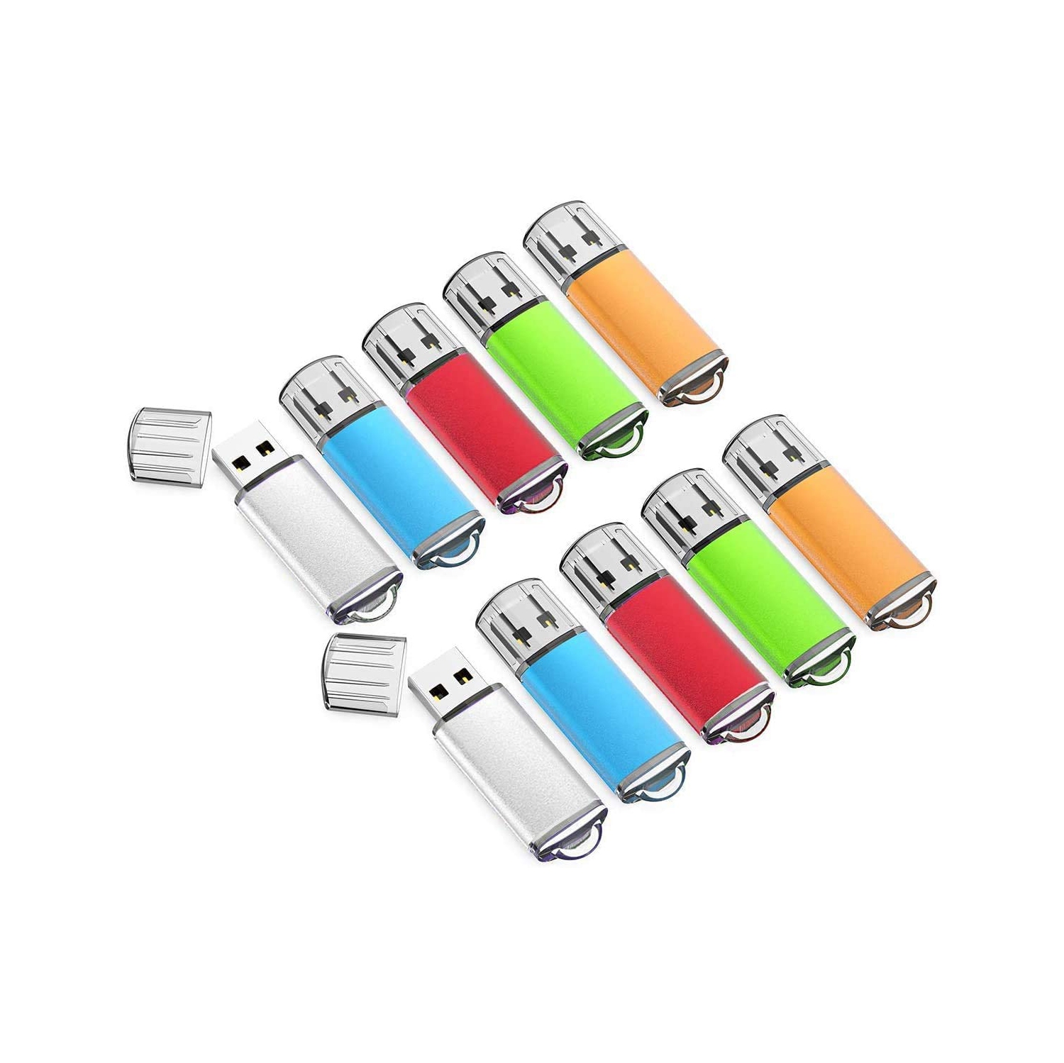 16GB USB Flash Drive 10 Pack USB 2.0 Thumb Drives Memory Stick Gig Stick U Disk with Led Light, Multicolored