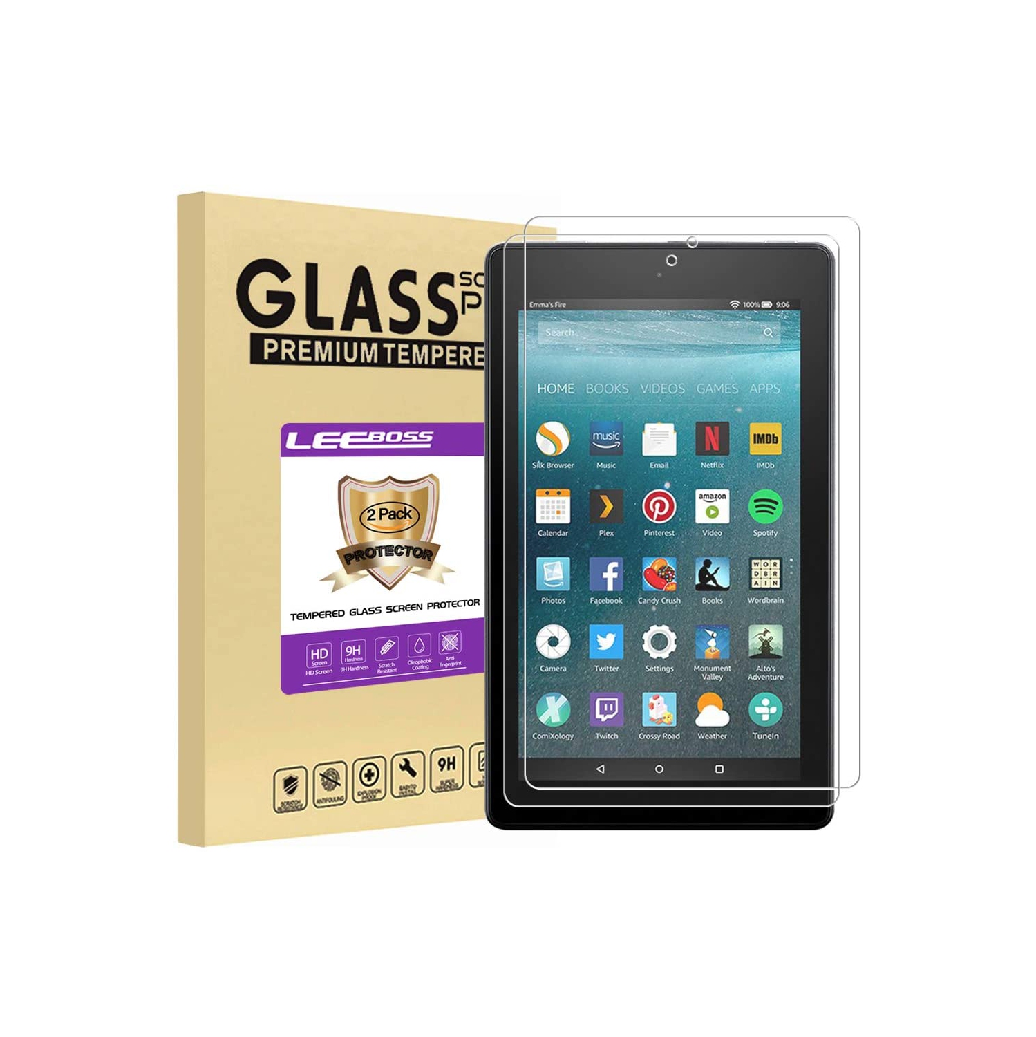 [2 Pack] Screen Protector for Fire 7 Tablet, Ultra Clear Premium Tempered Glass Film for Fire 7 (9th / 7th