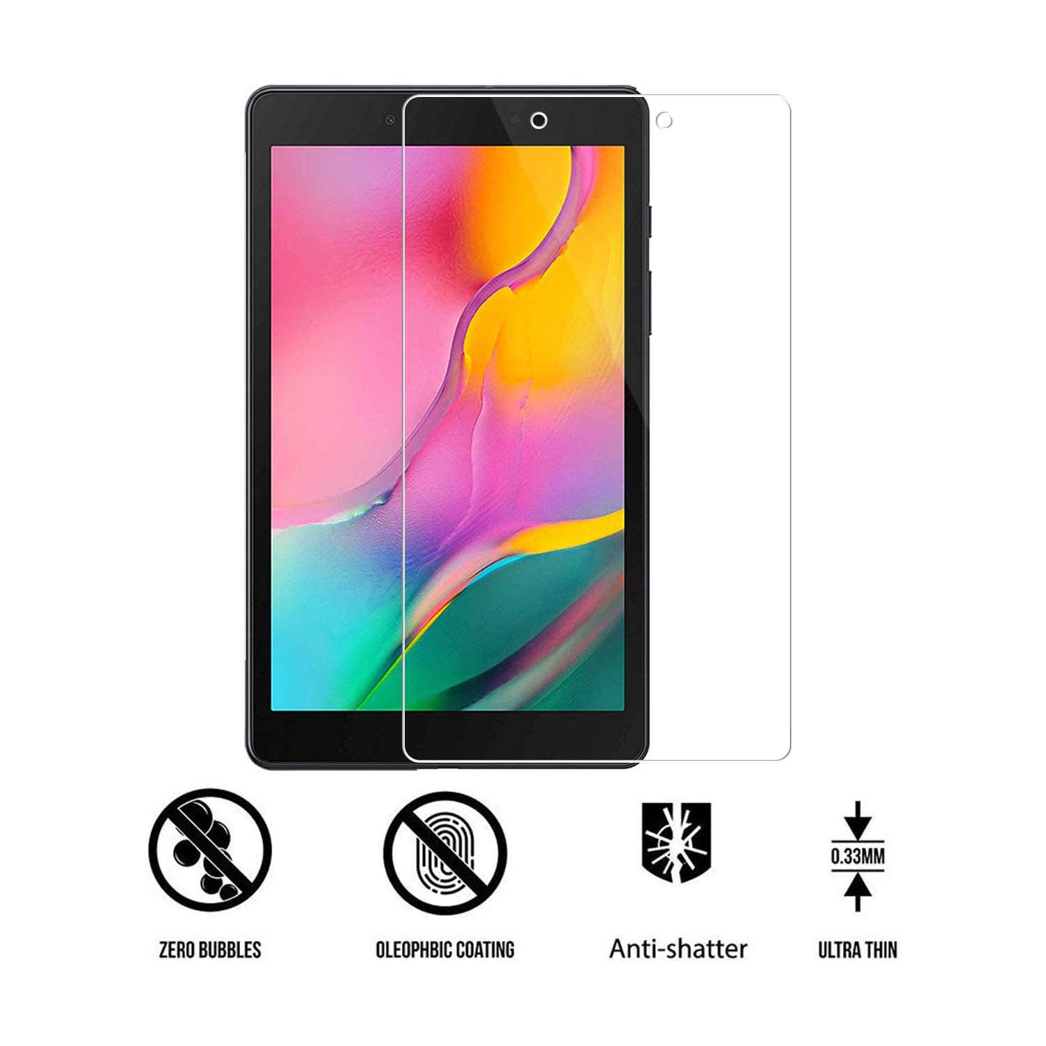 [Paquet de 2] Protecteur d’écran pour Galaxy Tab A de 8.0 2019 po de Samsung verre trempé ultra-transparent de qualité supérieure