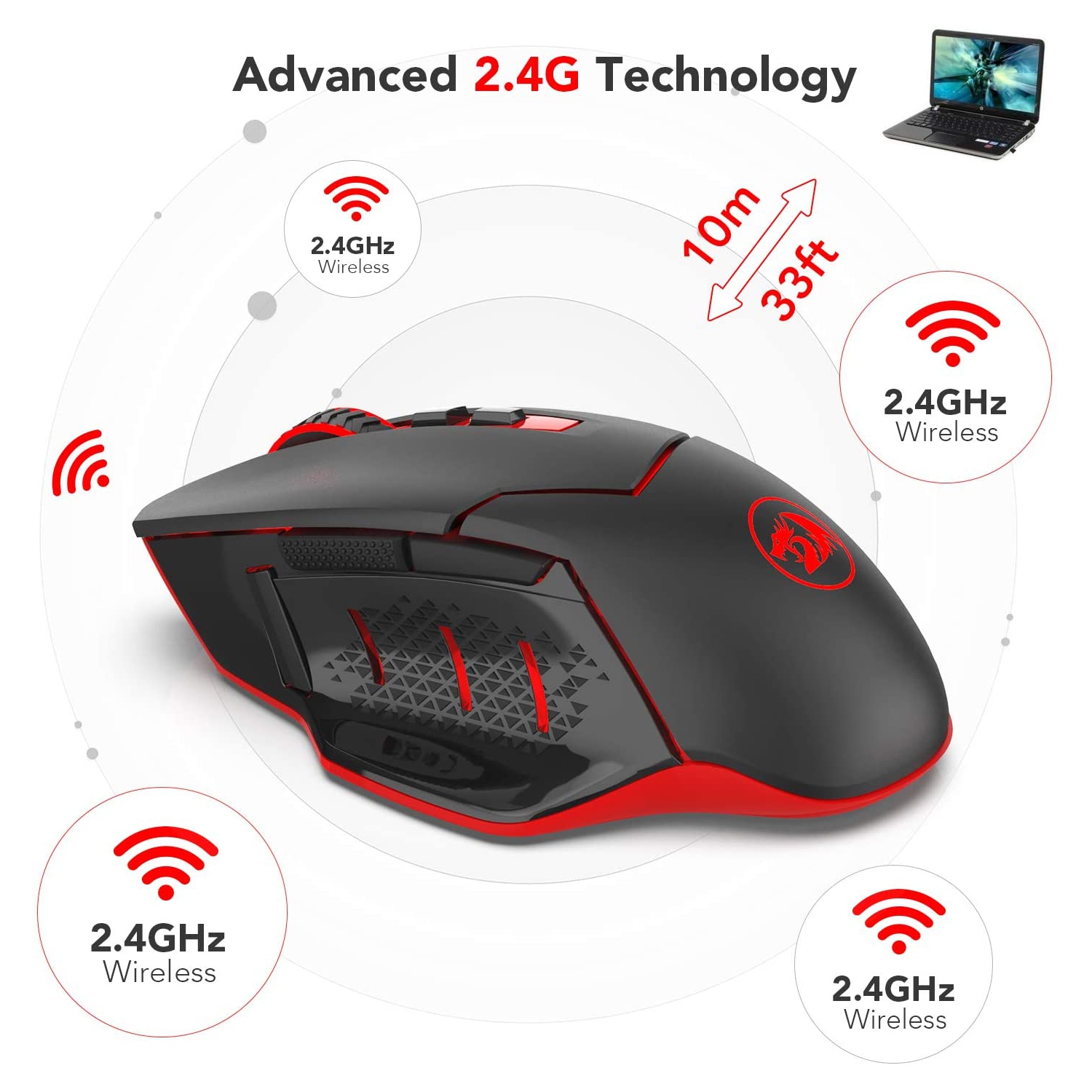 M690-1 2400 DPI 2.4G Wireless Gaming Mouse, 5 Adjustable DPI Levels Portable Gaming & Office Mice