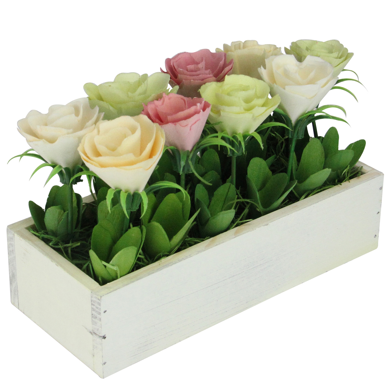 Fleurs artificielles en pots jaune et blanc de 9.5 po