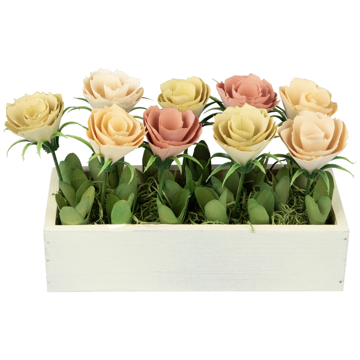 Fleurs artificielles en pots jaune et blanc de 9.5 po