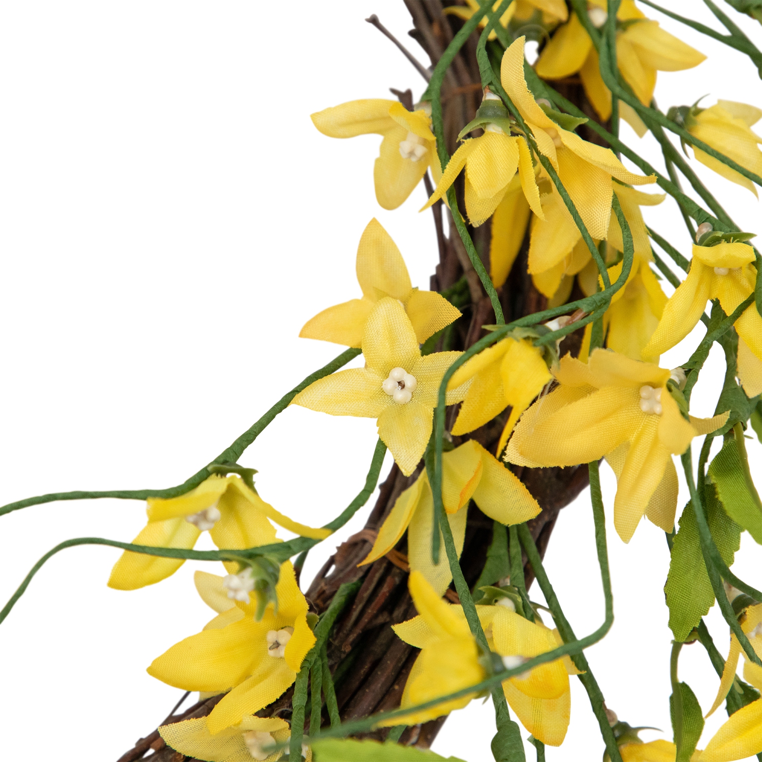 Forsythia Twig Artificial Floral Wreath, Yellow 12-Inch