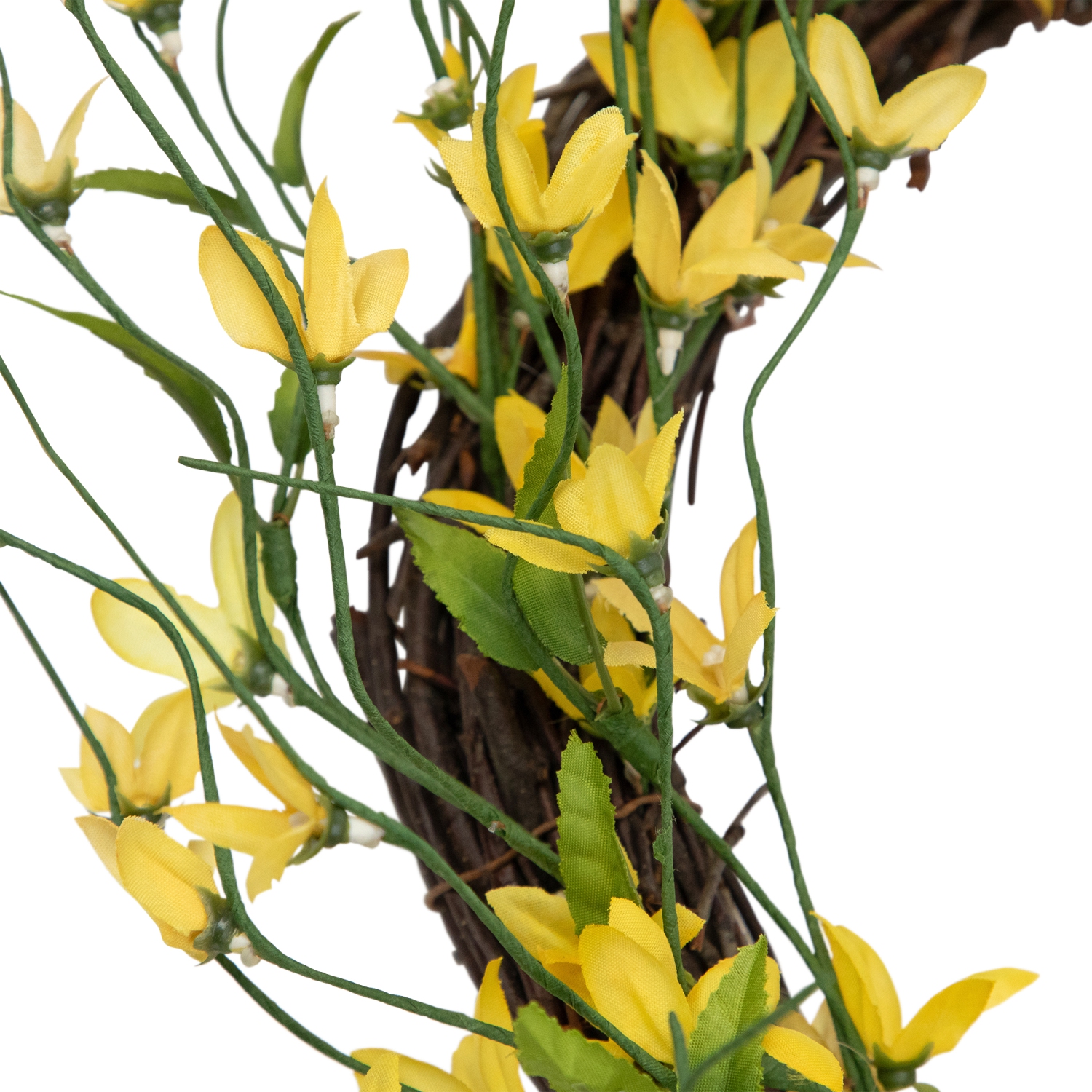Forsythia Twig Artificial Floral Wreath, Yellow 12-Inch