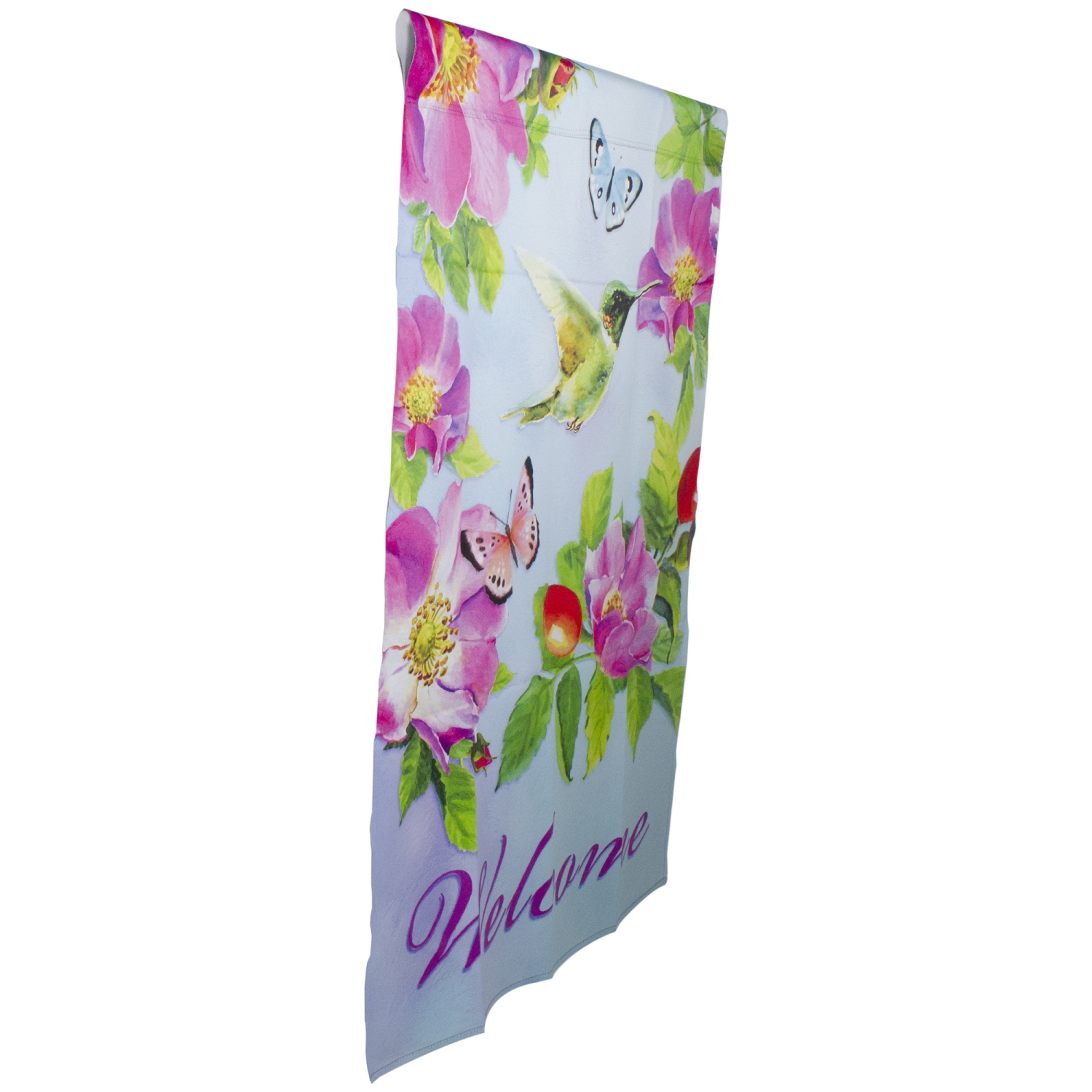 Drapeau 28 x 40 po pour l’extérieur Welcome Hummingbird Floral