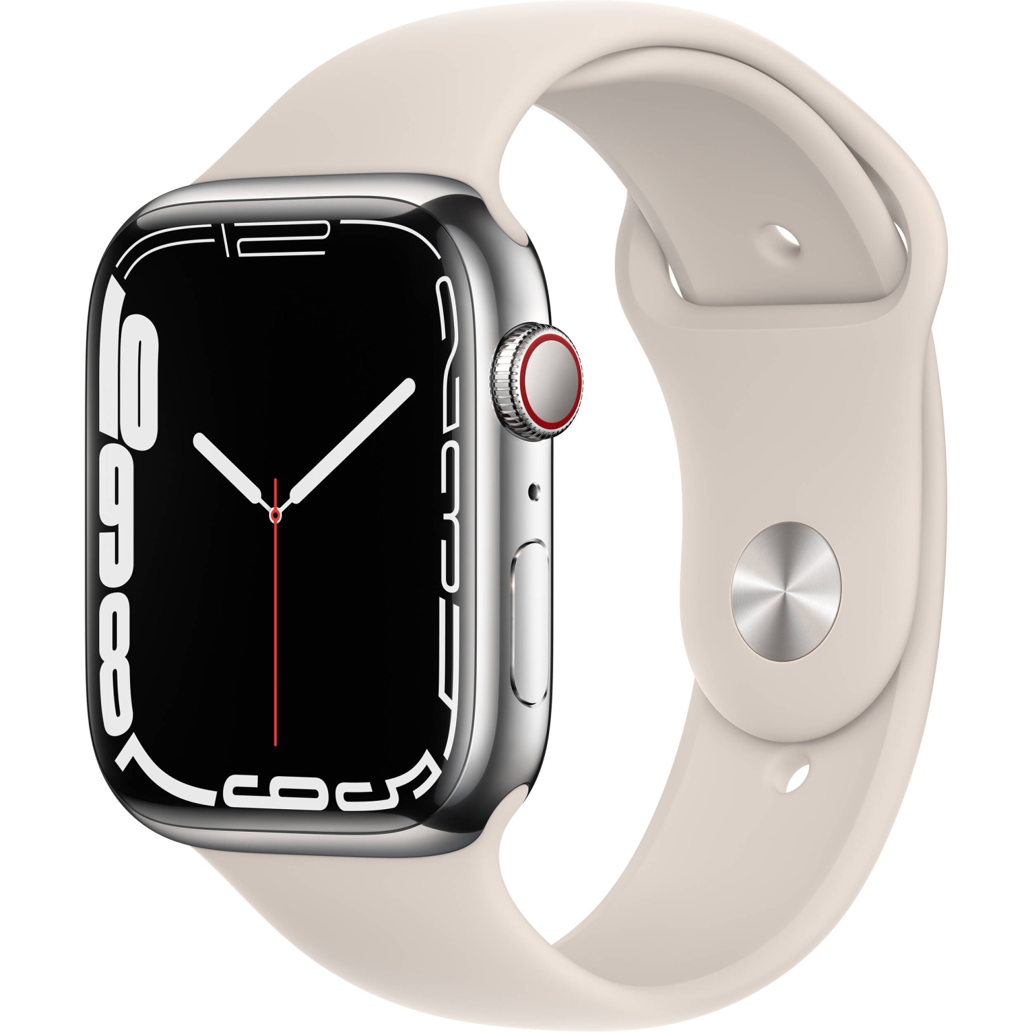 Apple Watch Series 7 (GPS + Cellular) 45mm Silver Stainless Steel Case with Starlight Sport Band - OPEN BOX