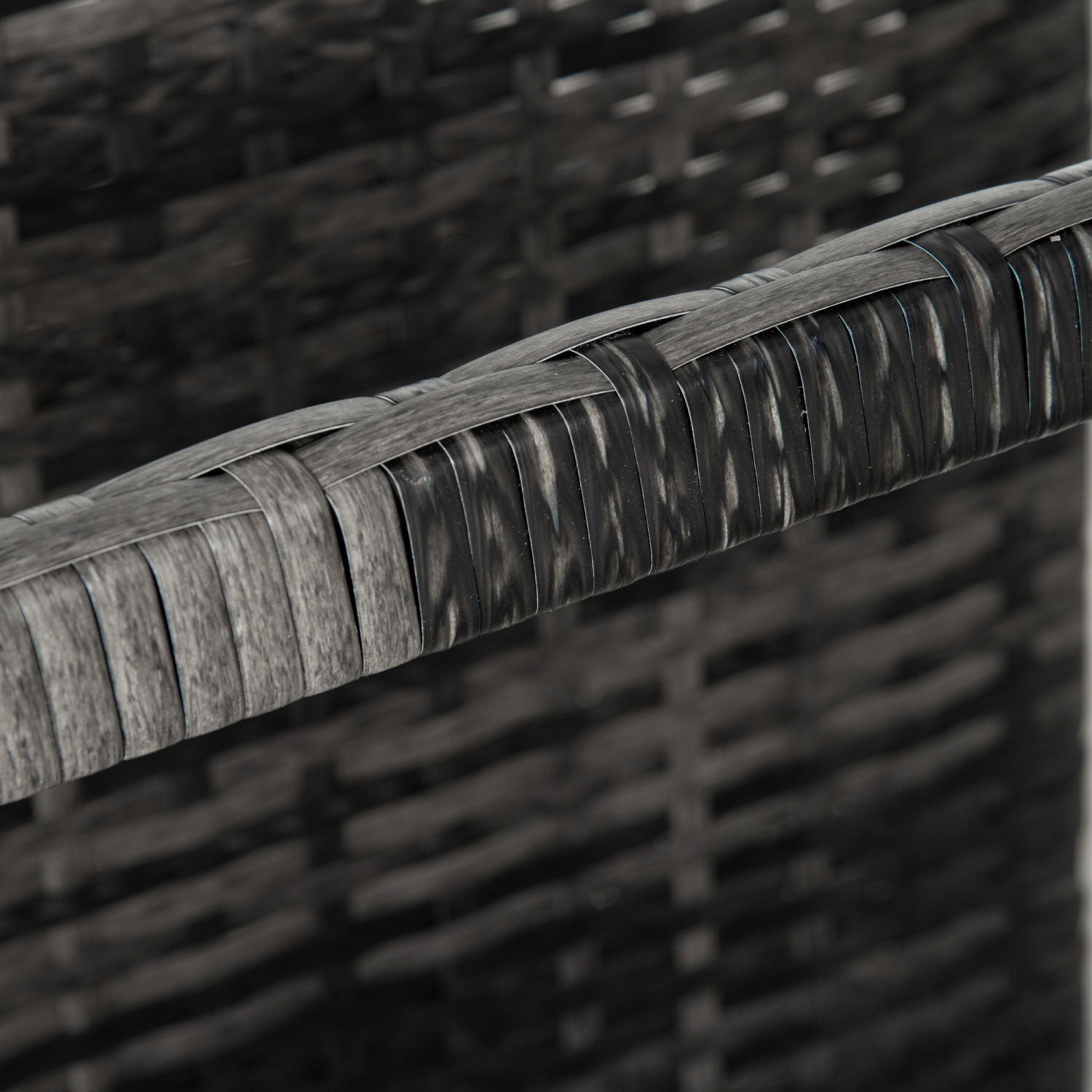 Outsunny Rolling Pool Storage Rattan Patio Furniture Outdoor Storage Wicker Organizer for Floats, Pool Noodles, Paddles, Balls, Towels, Accessories