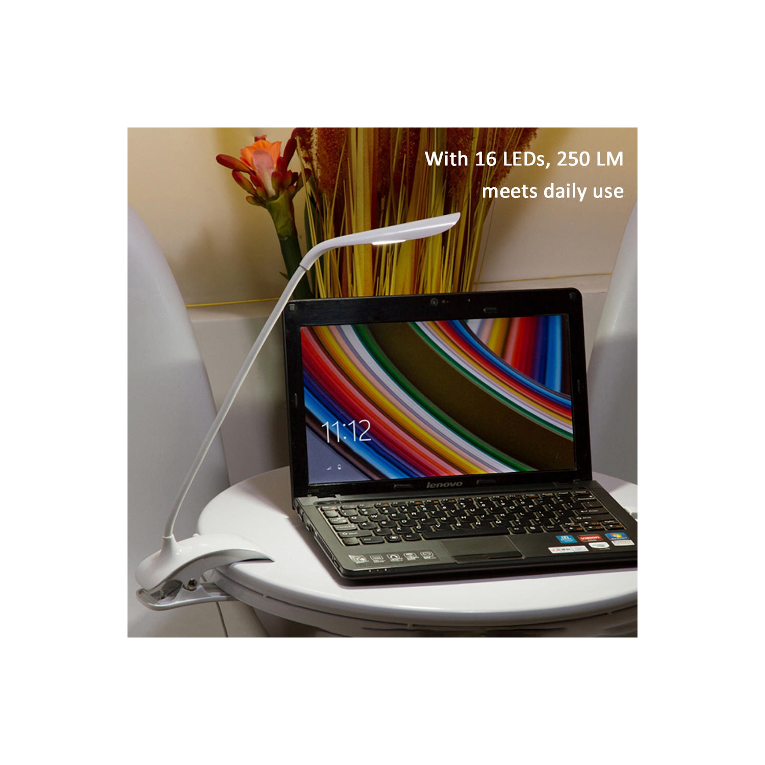 Lampe de table à pince flexible moderne à piles LED pour travailler, étudier, utiliser dans le salon - PrimeCables®