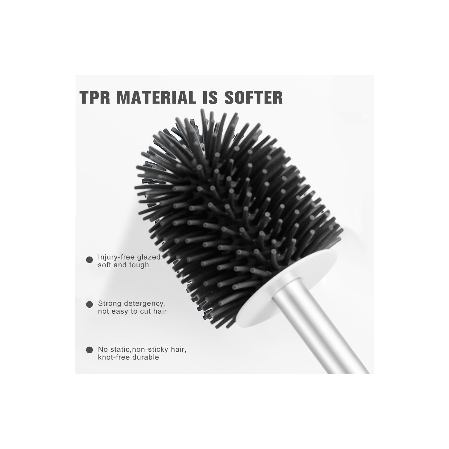 Brosse de toilette murale pour salle de bain avec support rond, kit de nettoyage de toilette en silicone pour nettoyer les lavabos, les lavabos et