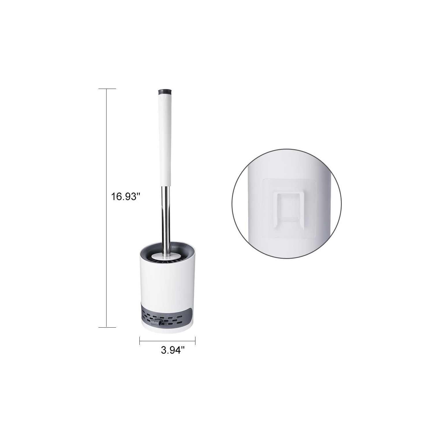 Brosse de toilette murale pour salle de bain avec support rond, kit de nettoyage de toilette en silicone pour nettoyer les lavabos, les lavabos et