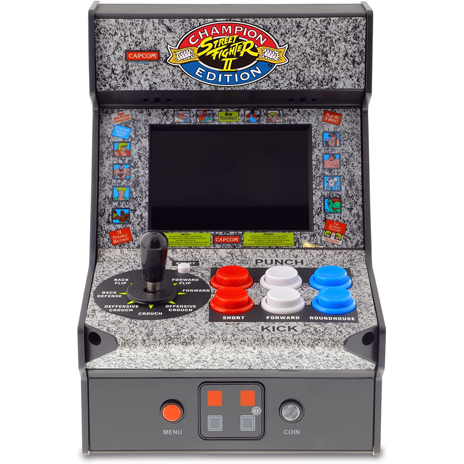Street Fighter 2 Champion Edition Micro Player-Fully Playable, Includes CO/Vs Link for Multiplayer Action, 7.5 Inch Collectible, Battery or Micro USB