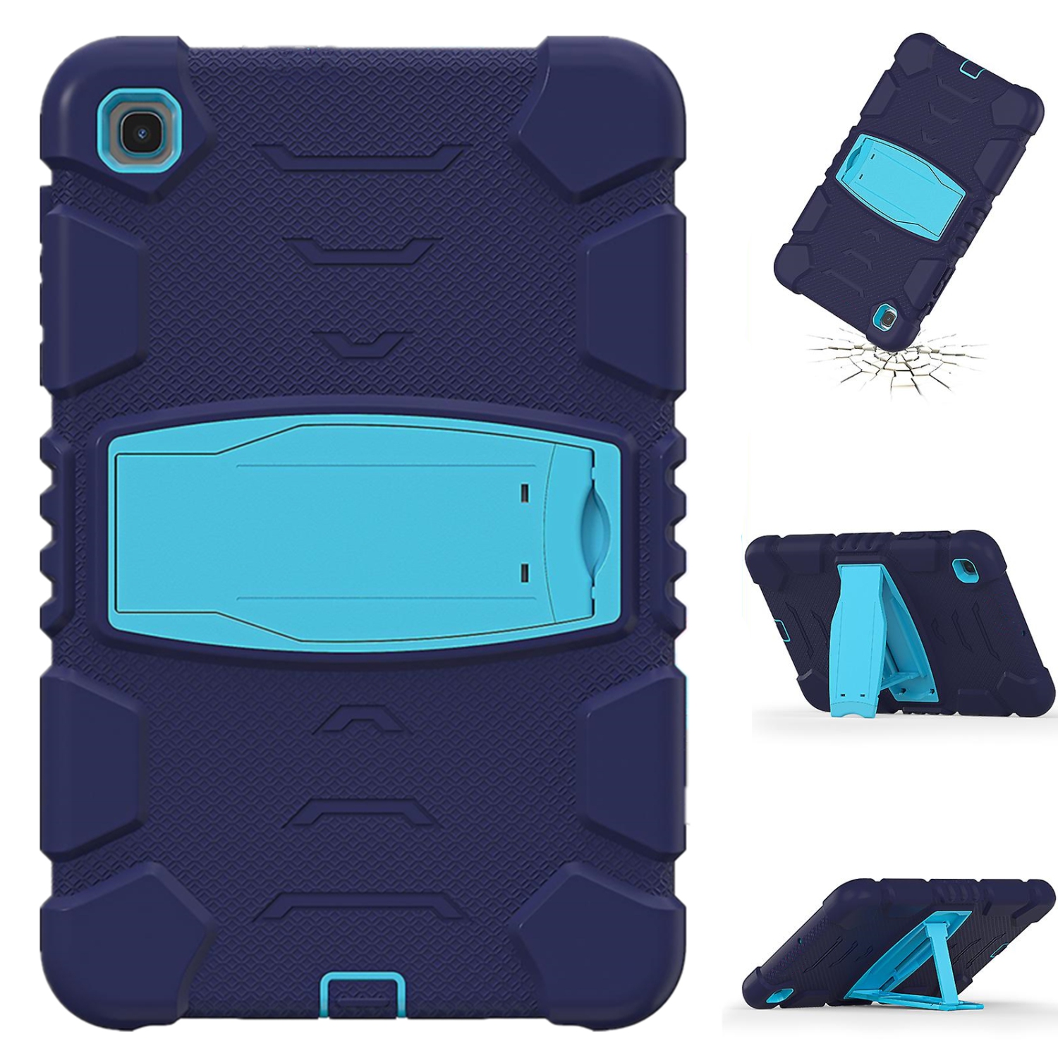 Shockproof Heavy Duty Rugged Defender Case Kickstand Cover for Samsung Tablet Tab A8 10.5" 2021, X200 / X206, Navy