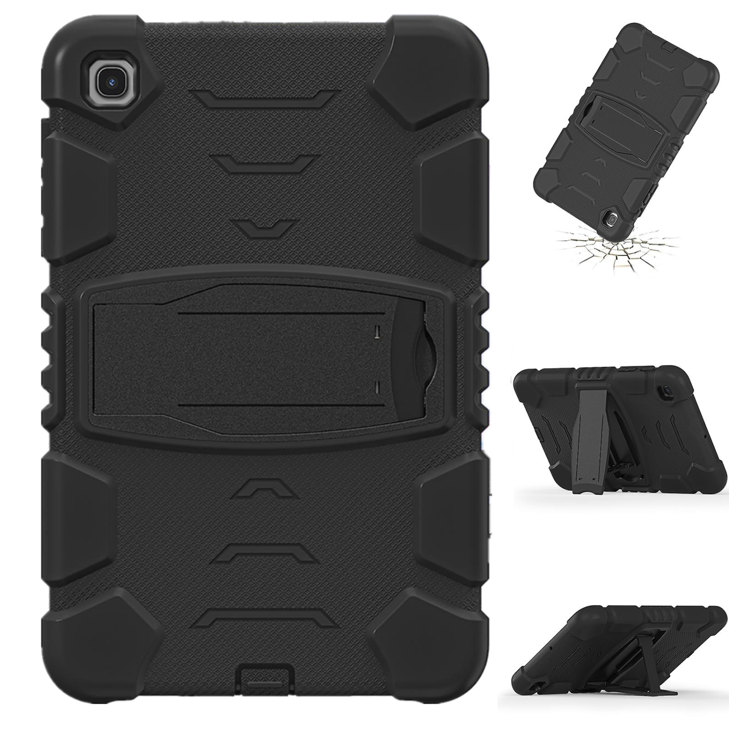 Shockproof Heavy Duty Rugged Defender Case Kickstand Cover for Samsung Tablet Tab A8 10.5" 2021, X200 / X206, Black