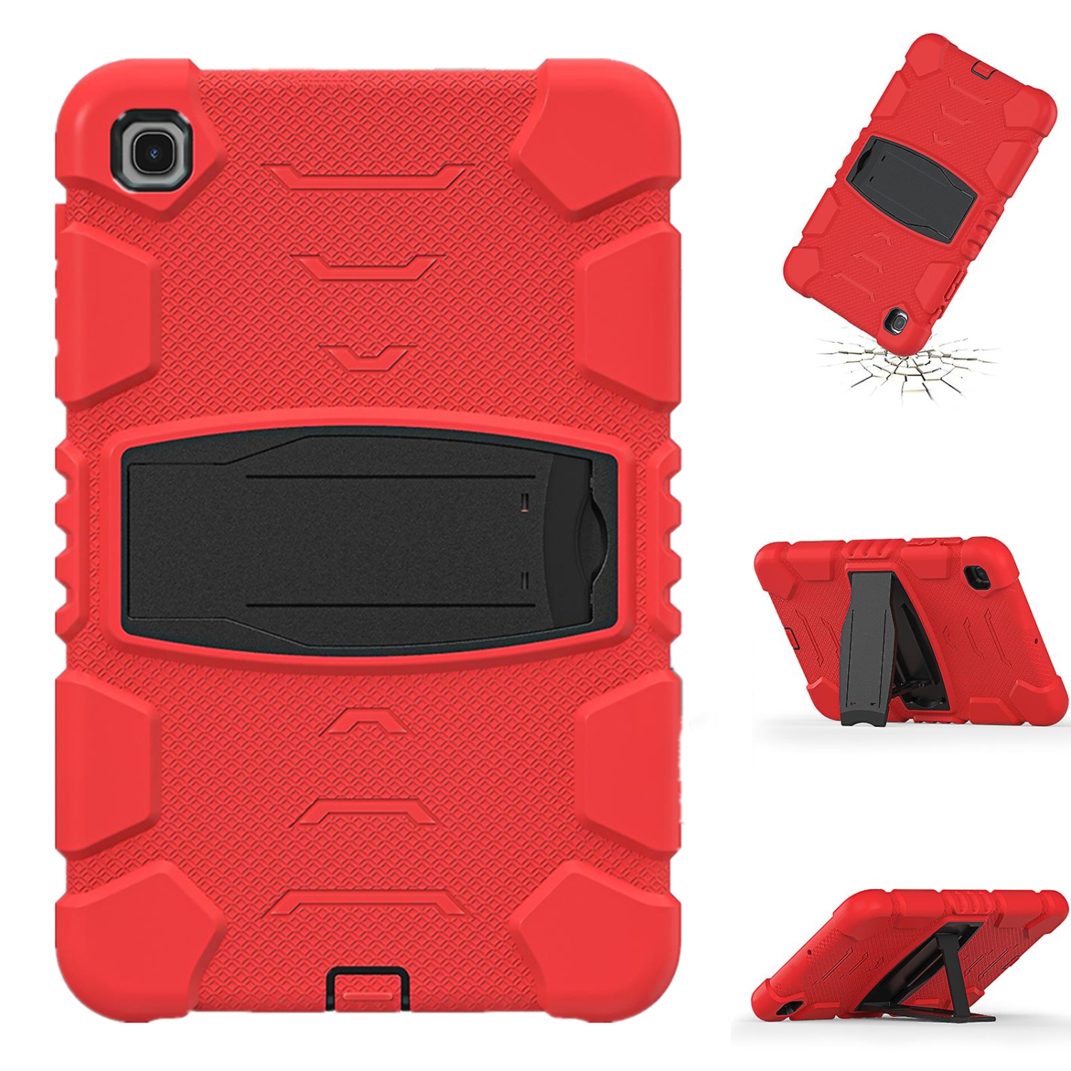 Shockproof Heavy Duty Rugged Defender Case Kickstand Cover for Samsung Tablet Tab A8 10.5" 2021, X200 / X206, Red