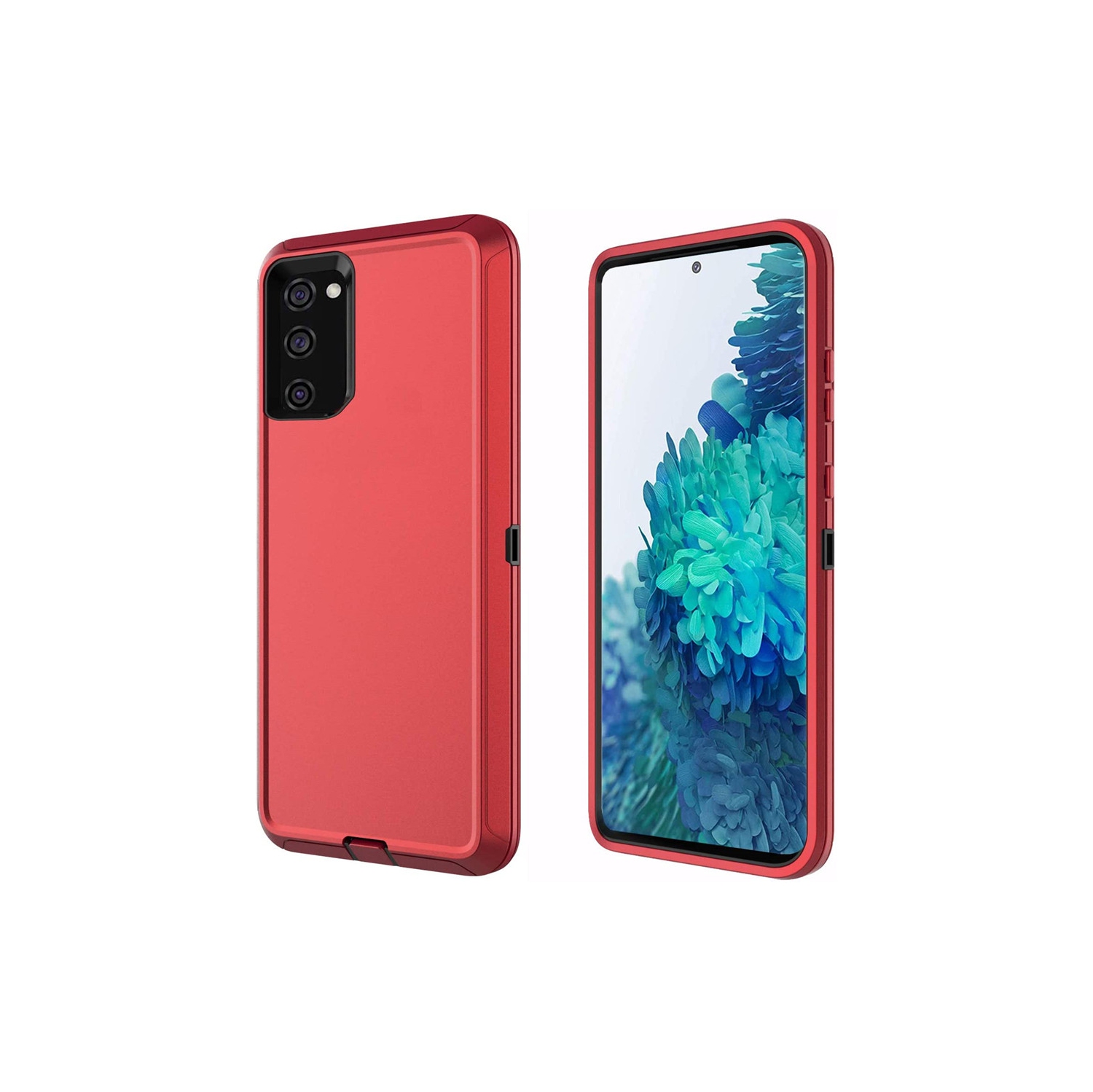 【CSmart】 Anti-Drop Triple 3 Layers Shockproof Heavy Duty Defender Hard Case for Samsung Galaxy A03s (Canadian Version), Red