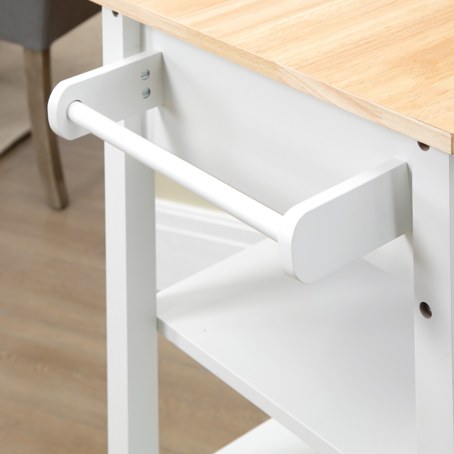 HOMCOM Kitchen Island, Compact Kitchen Cart on Wheels with Open Shelf & Storage Drawer for Dining Room, Kitchen, White