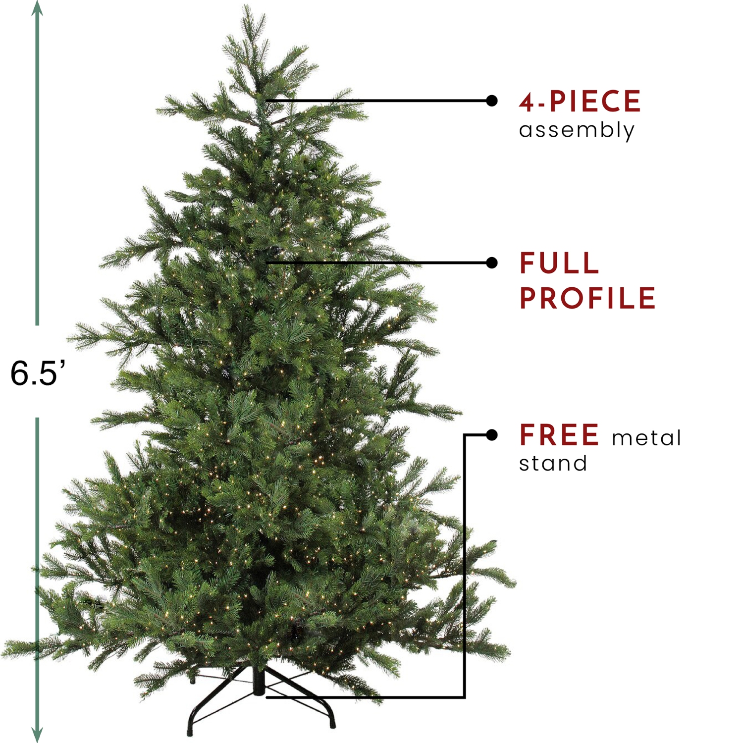 Sapin de Noël artificiel illuminé Oregon Noble de 6.5 pi – lumières à DEL blanc chaud