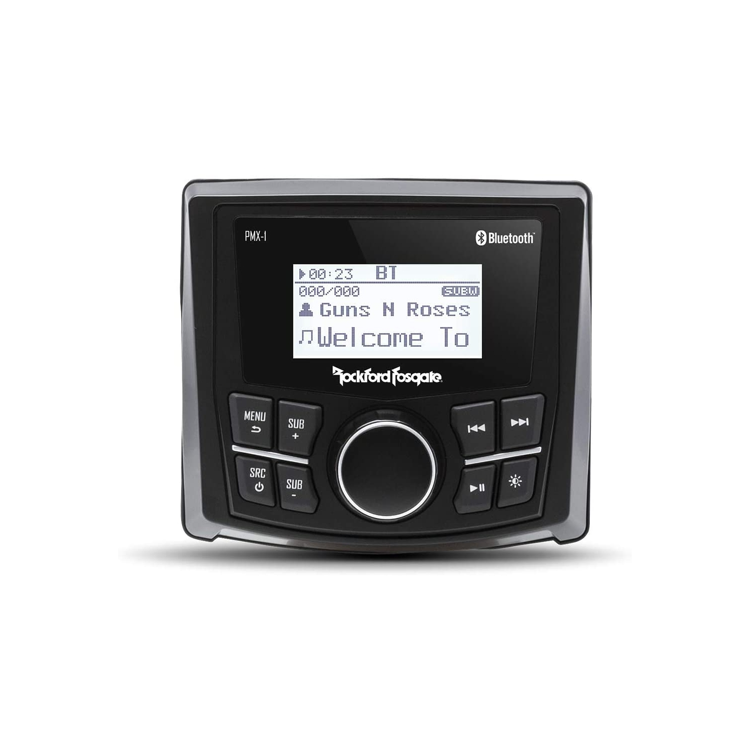 Récepteur multimédia numérique Rockford Fosgate PMX-1 Marine avec Bluetooth et écran LCD 2,3" Wet Bonded Full Dot Matrix