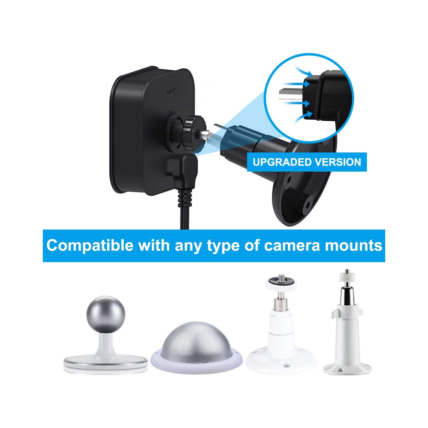 30 FT Blink XT XT2 Micro USB Cable with Charger Adapter, Charger Brick and Right Angled 90 Degree Micro USB End Charging Cord, Outdoor Waterproof