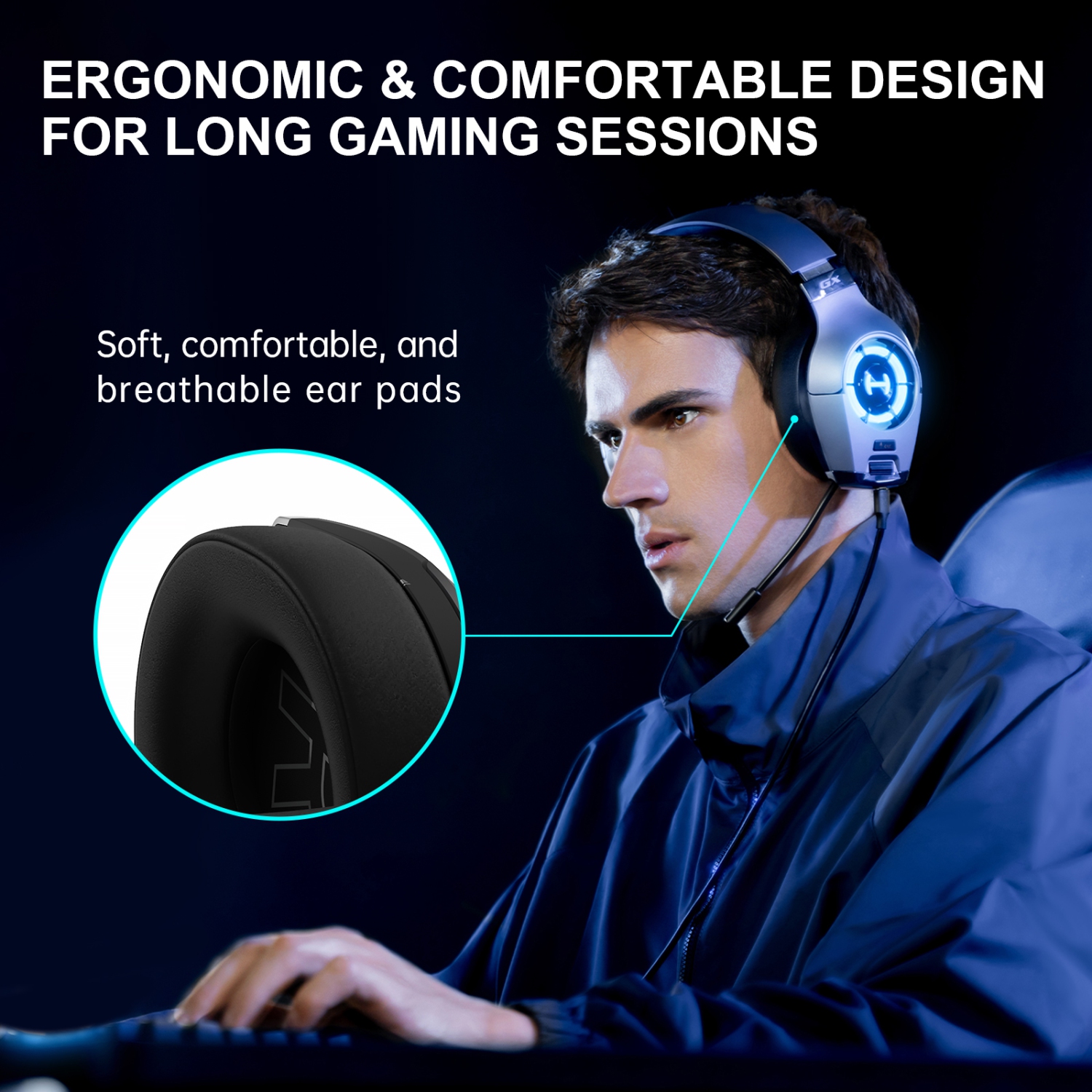 HECATE GX Hi-Res Gaming Wired Gaming Headsets with Microphone RGB Lighting - ENC Noise Cancelling