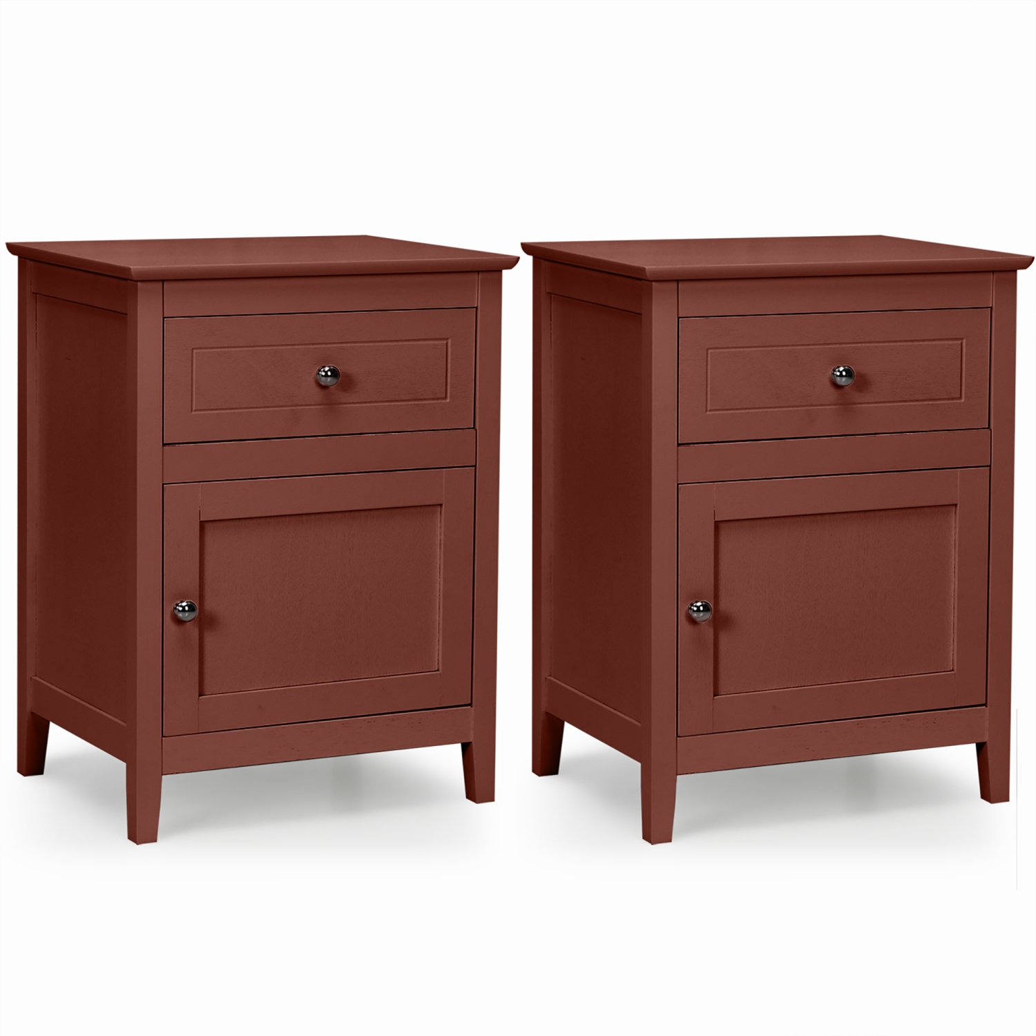 Costway 2PCS Nightstand with Drawer Accent Side End Table Storage Cabinet