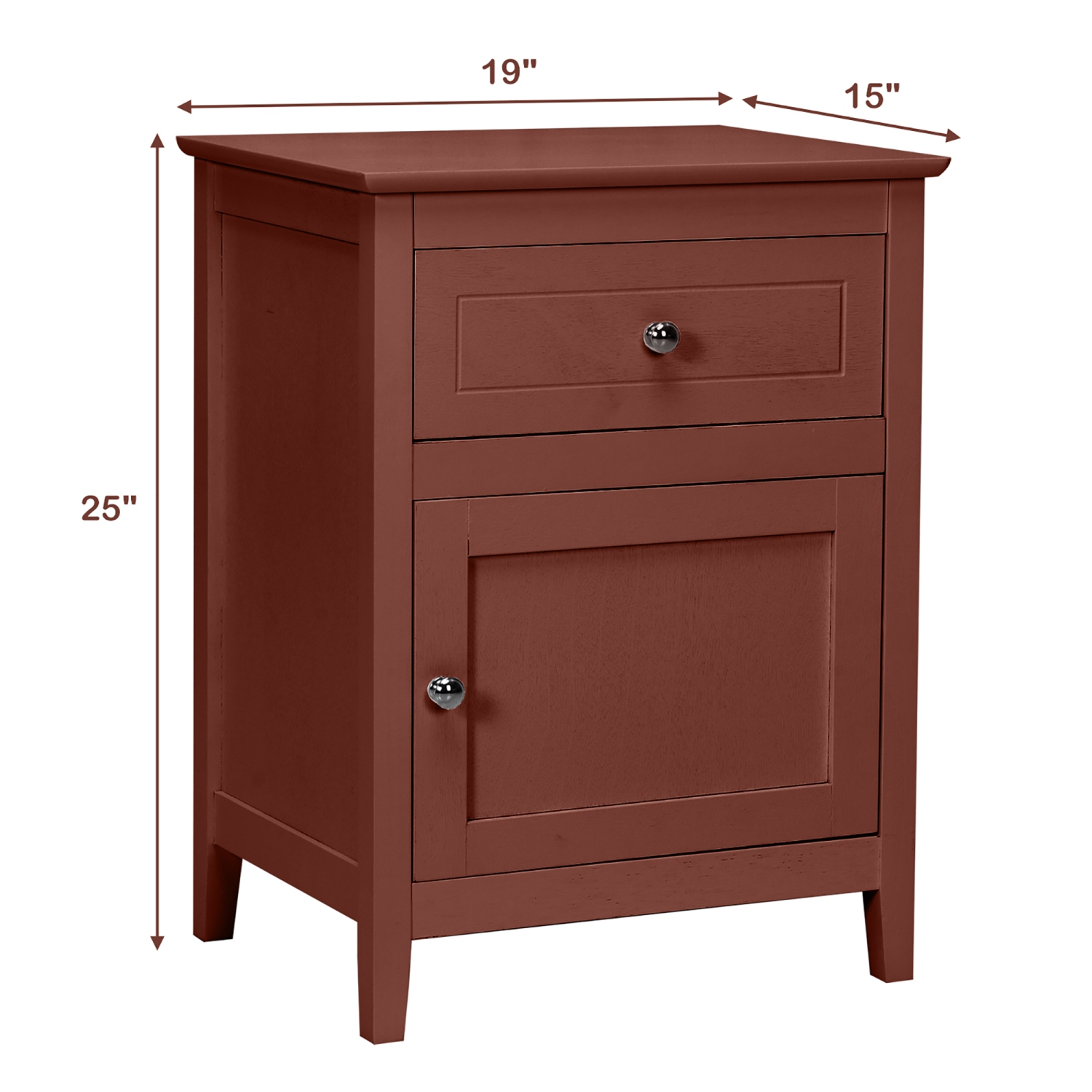 Costway 2PCS Nightstand with Drawer Accent Side End Table Storage Cabinet