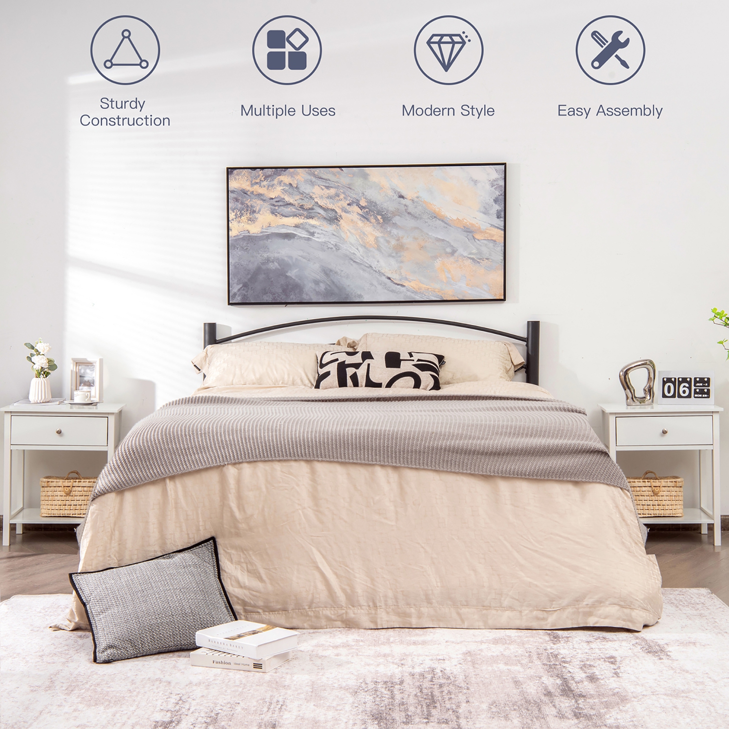 Costway Nightstand with Drawer Storage Shelf Wooden Bedside Sofa Side Table