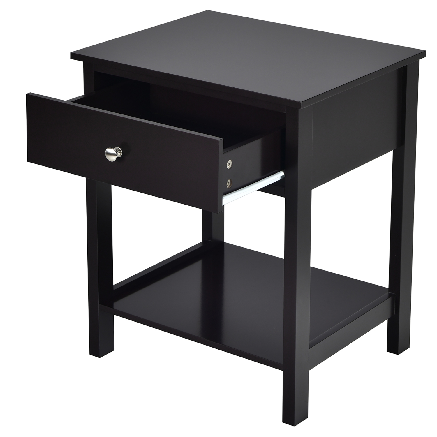 Costway Nightstand with Drawer Storage Shelf Wooden Bedside Sofa Side Table