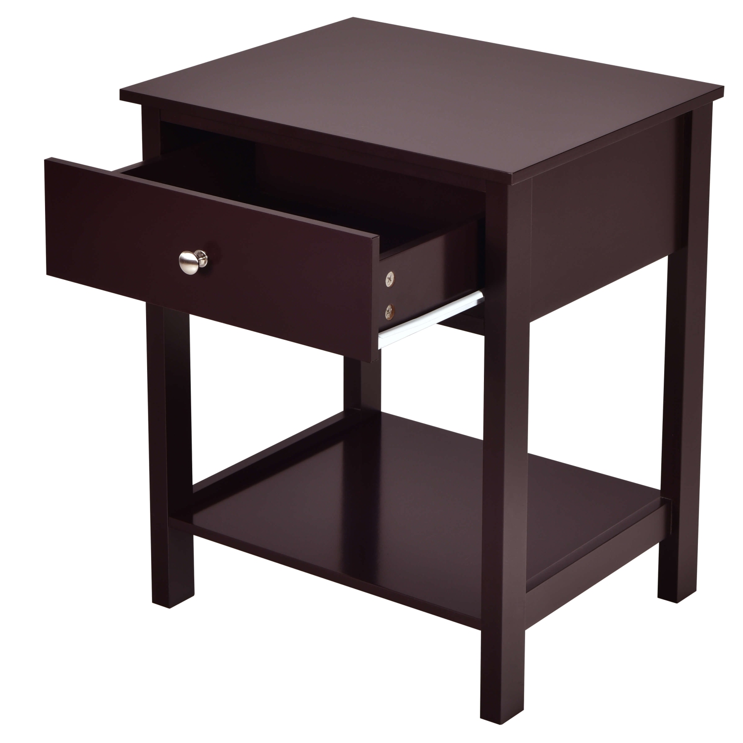 Costway Nightstand with Drawer Storage Shelf Wooden Bedside Sofa Side Table