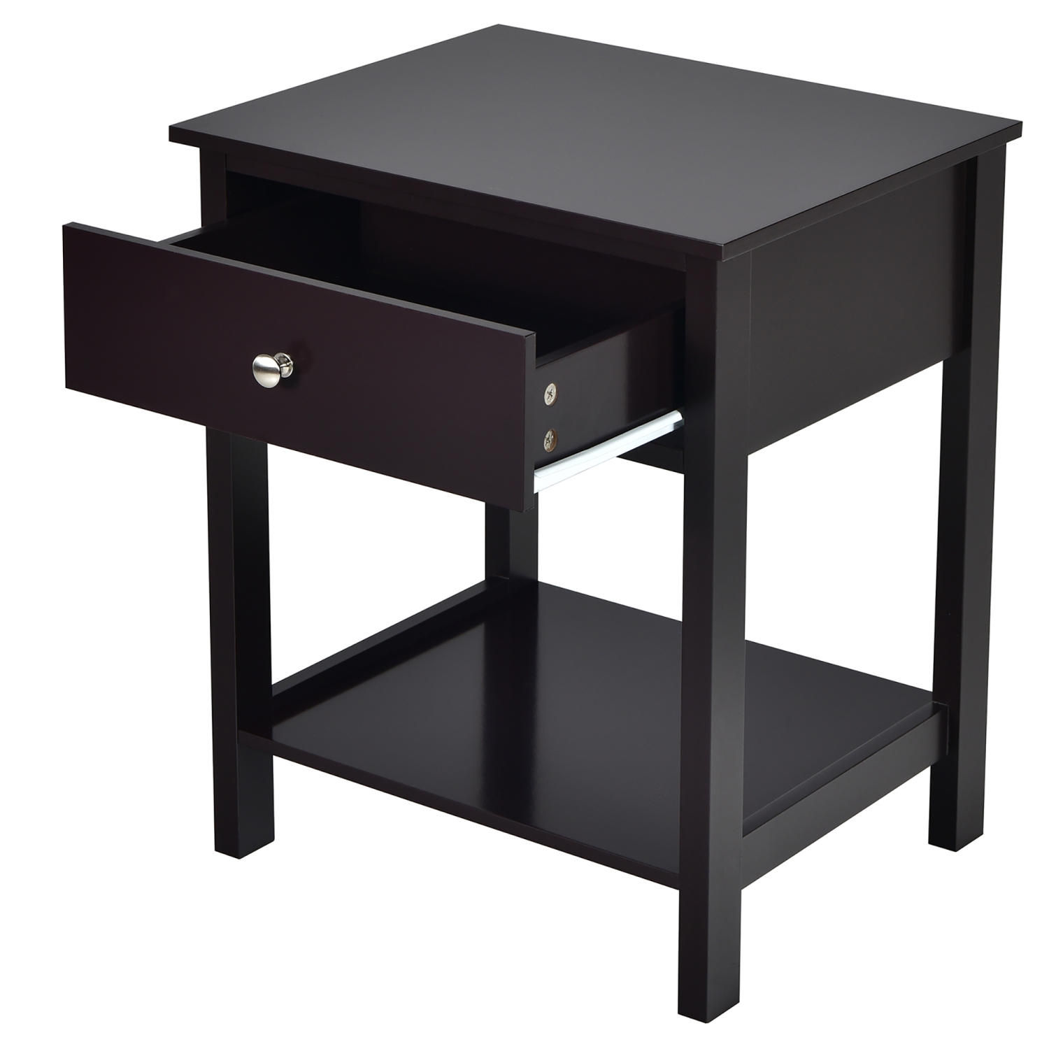 Costway Nightstand with Drawer Storage Shelf Wooden Bedside Sofa Side Table