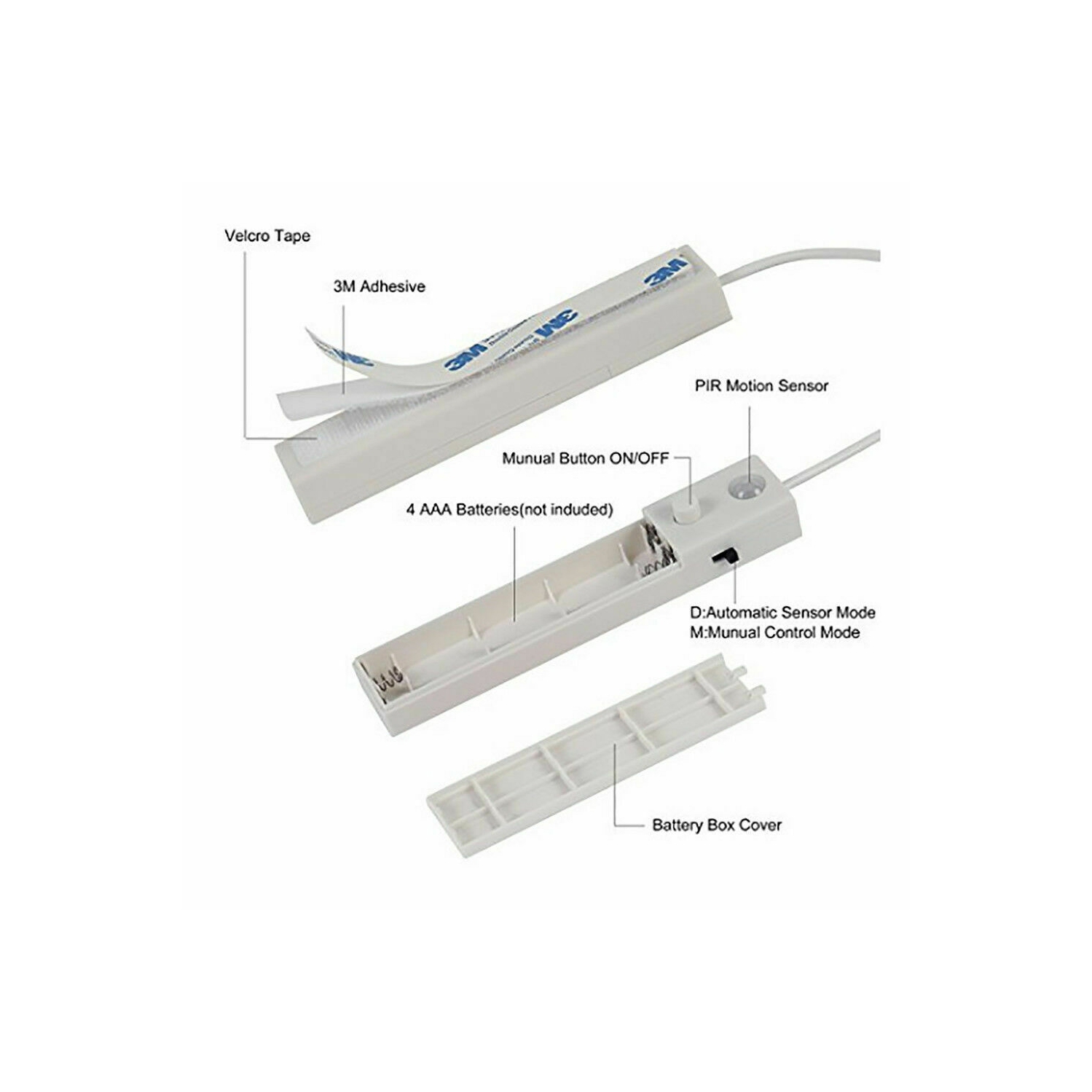 Lampe de nuit à DEL USB pour armoire à détecteur de mouvement sans fil