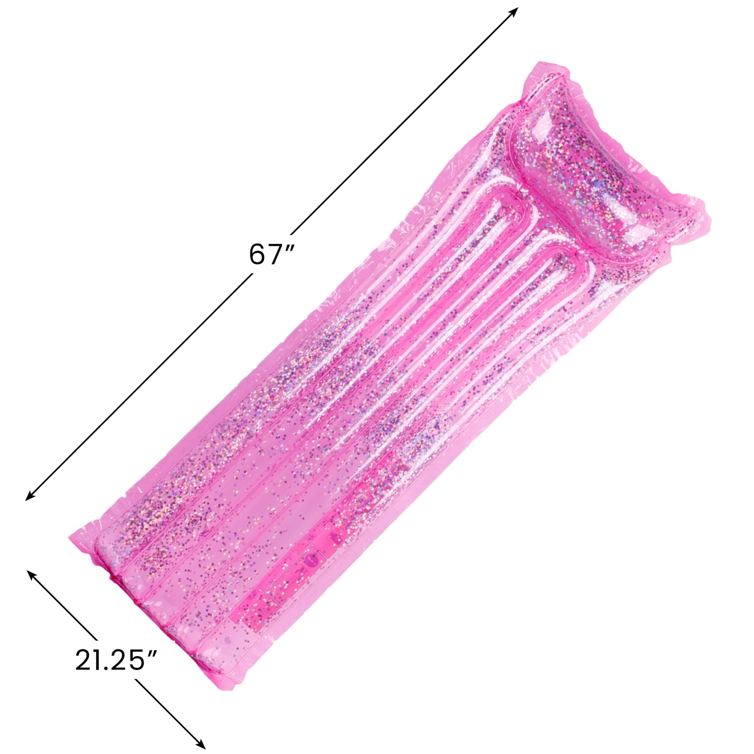 67" Inflatable Pink Glitter Swimming Pool Lounge