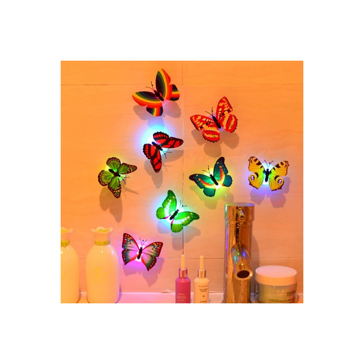 ISTAR LED Butterfly Decoration Night Light 3D Butterfly Sticker Wall Light for Garden,Backyard,Lawn,Party,Festive