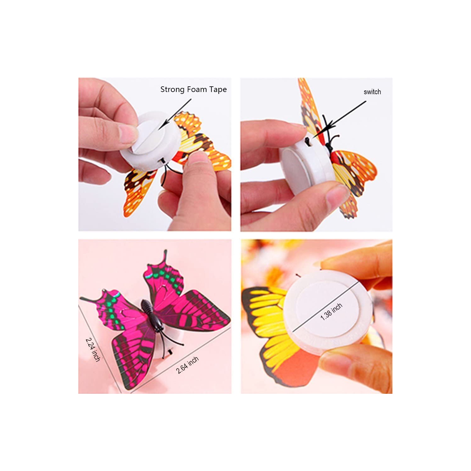 ISTAR LED Butterfly Decoration Night Light 3D Butterfly Sticker Wall Light for Garden,Backyard,Lawn,Party,Festive