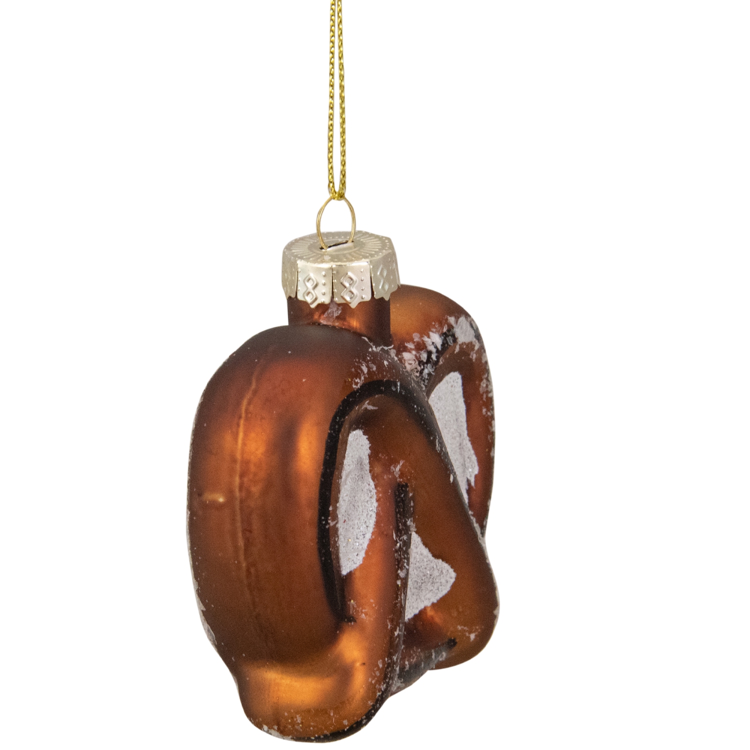 2.75" Bronze and White Holiday Collections Salted Pretzel Glass Christmas Ornament