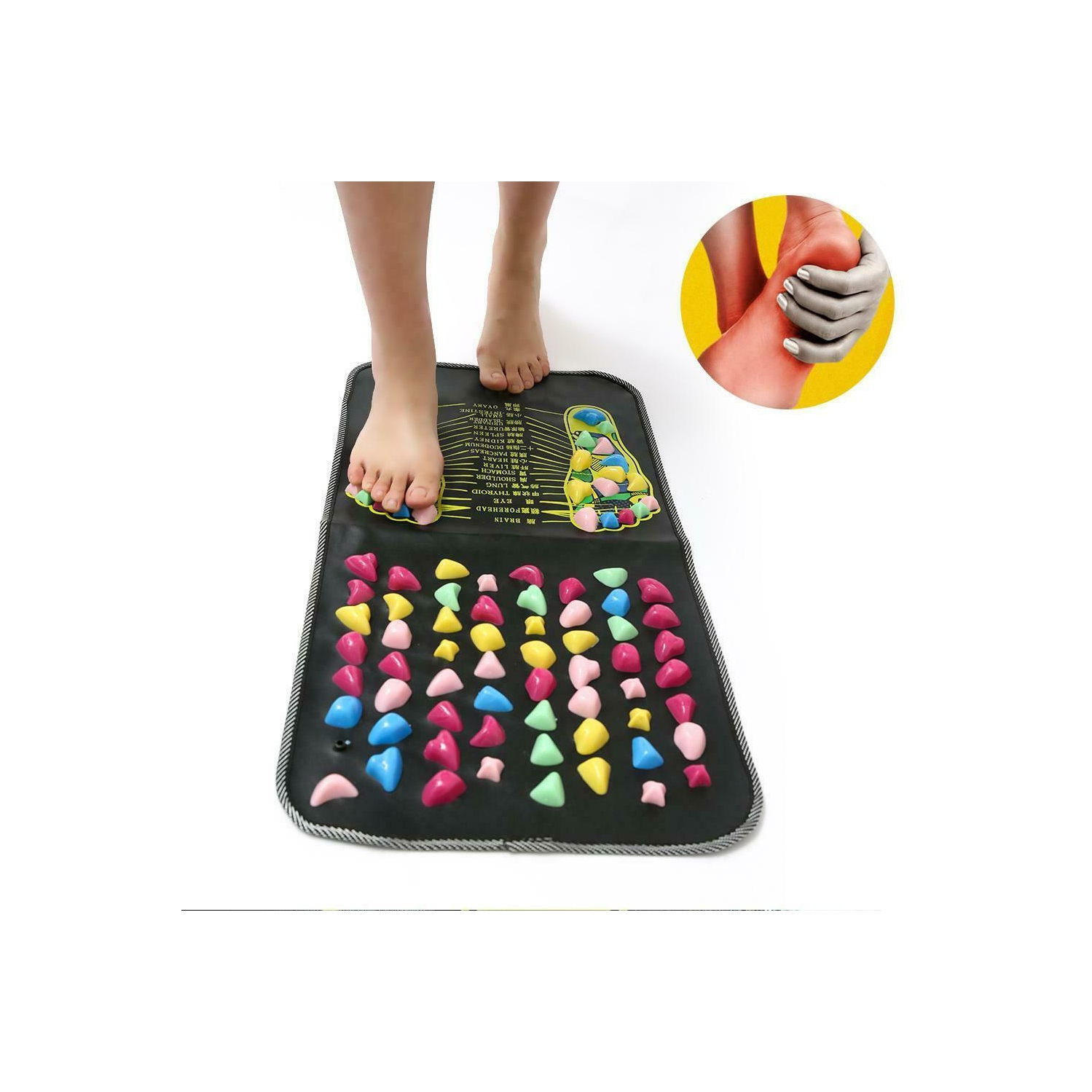 ISTAR Reflexology Foot Massager Mat Acupuncture Points Massage Stone Pad For Relieve Pain, Fatigue, Flatfoot Sore with Square Shape