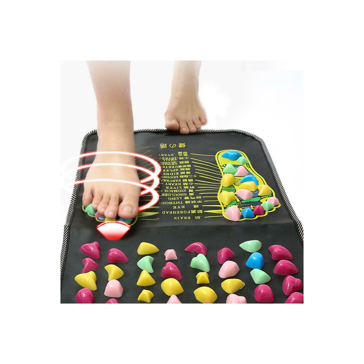 ISTAR Reflexology Foot Massager Mat Acupuncture Points Massage Stone Pad For Relieve Pain, Fatigue, Flatfoot Sore with Square Shape