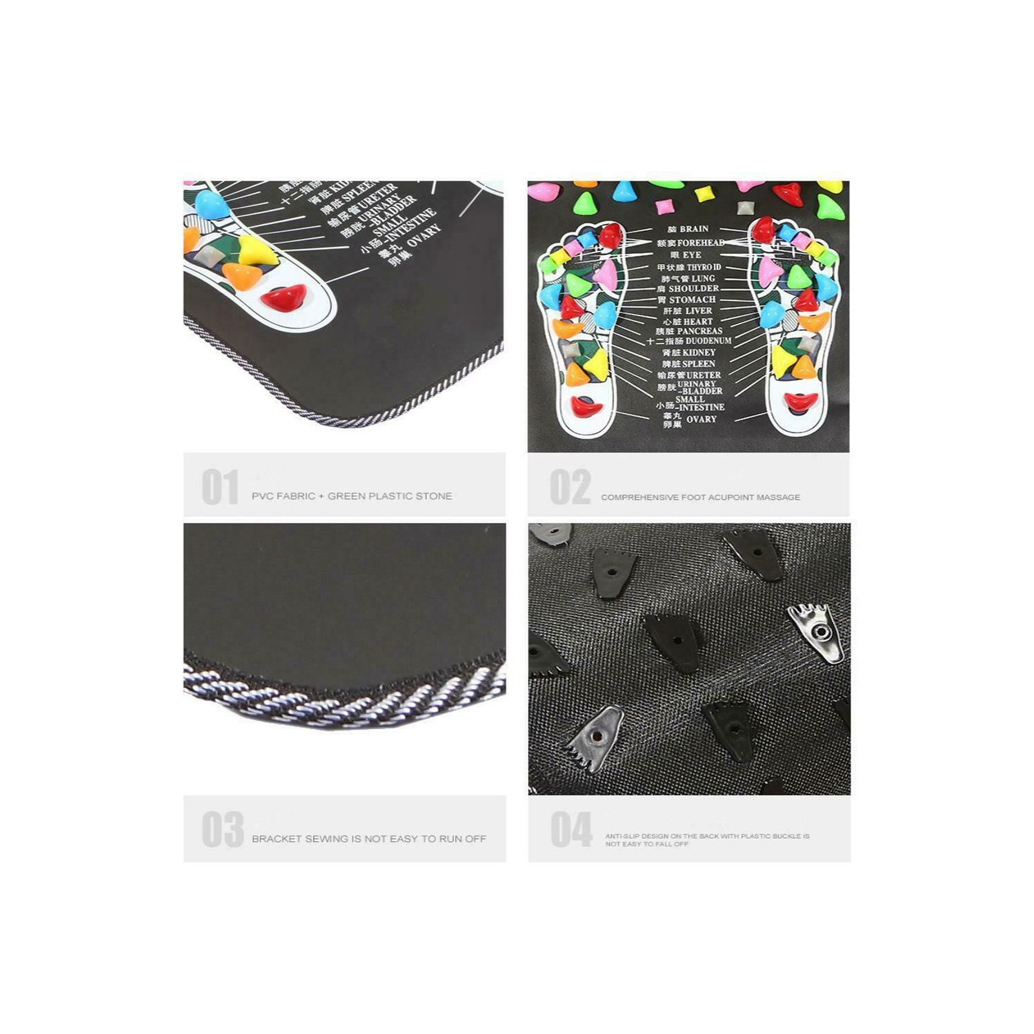 ISTAR Reflexology Foot Massager Mat Acupuncture Points Massage Stone Pad For Relieve Pain, Fatigue, Flatfoot Sore with Square Shape