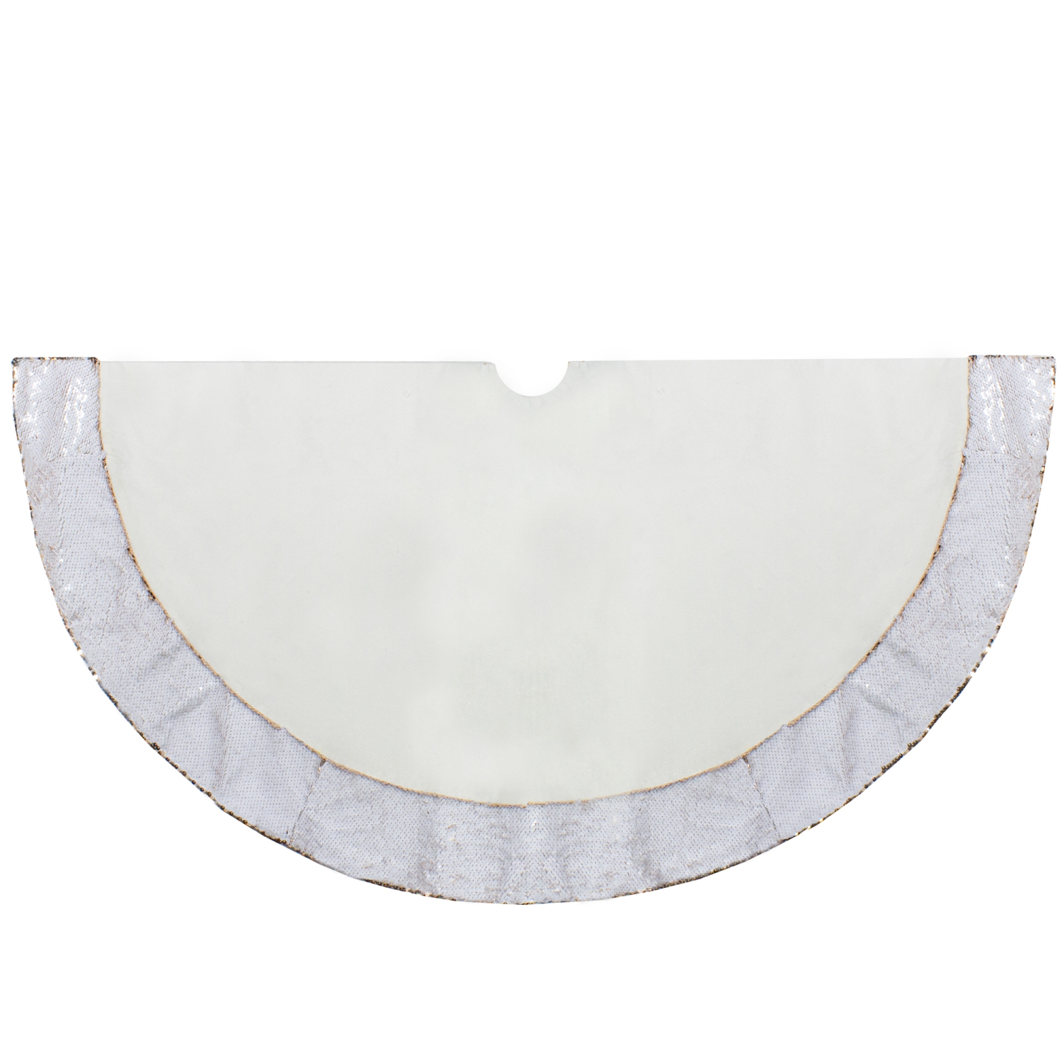 48" Rose Gold and White Reversible Sequin Trim Christmas Tree Skirt